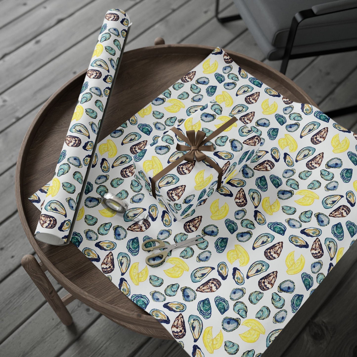 Oyster - Inspired Wrapping Paper | Eco - Friendly Gift Wrap - Blue Cava