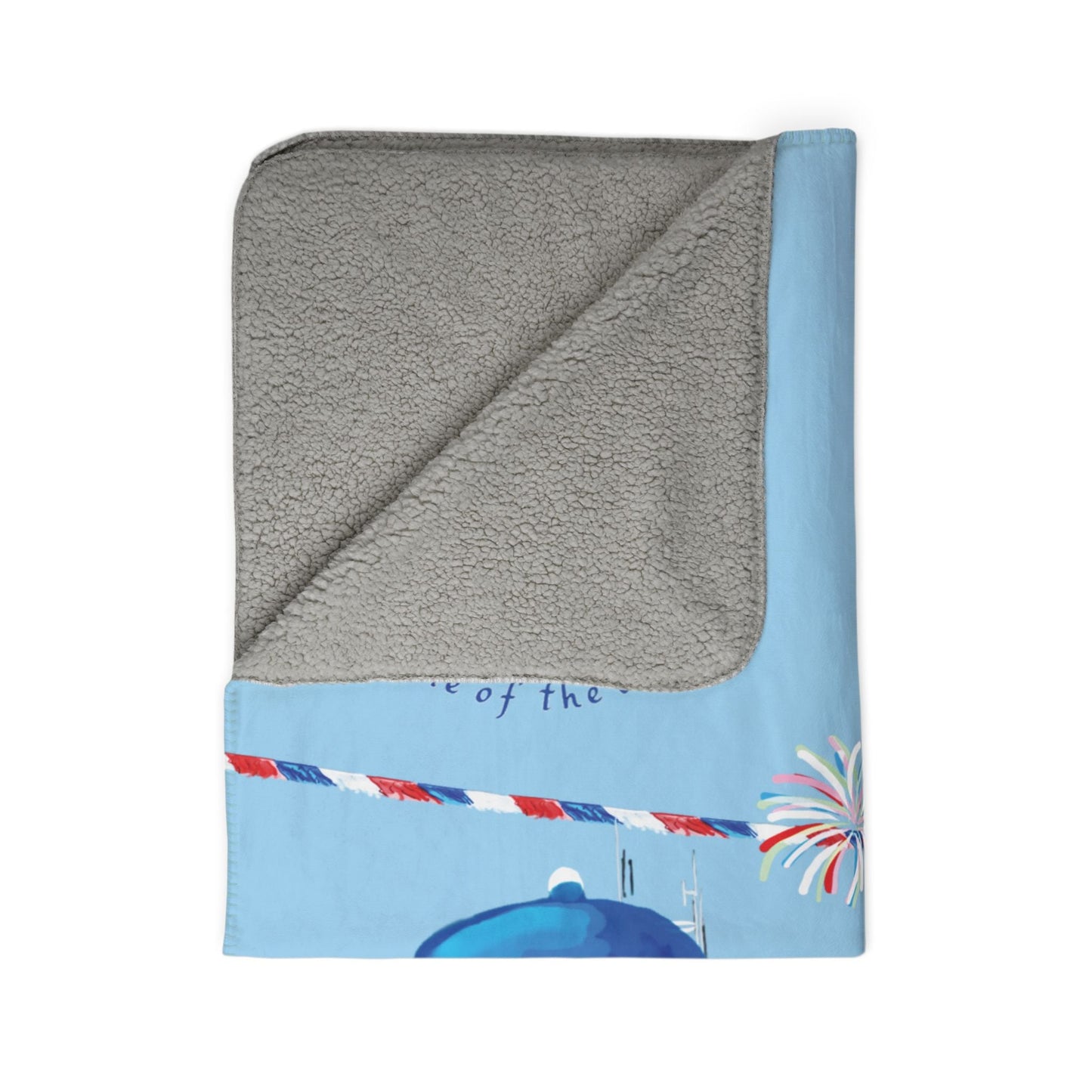 Patriotic Southport Fleece Sherpa Blanket - Perfect for 4th of July - Blue Cava