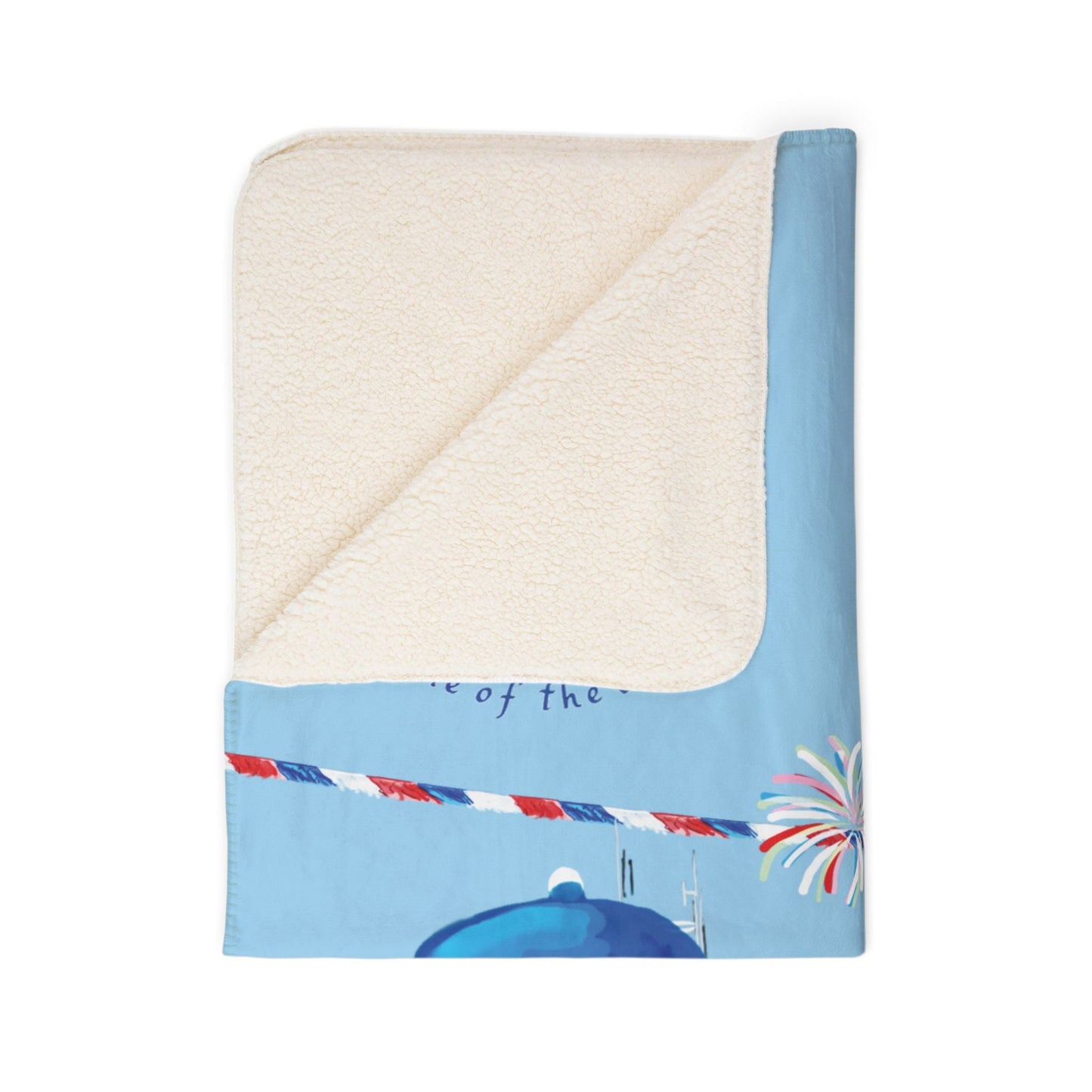 Patriotic Southport Fleece Sherpa Blanket - Perfect for 4th of July - Blue Cava