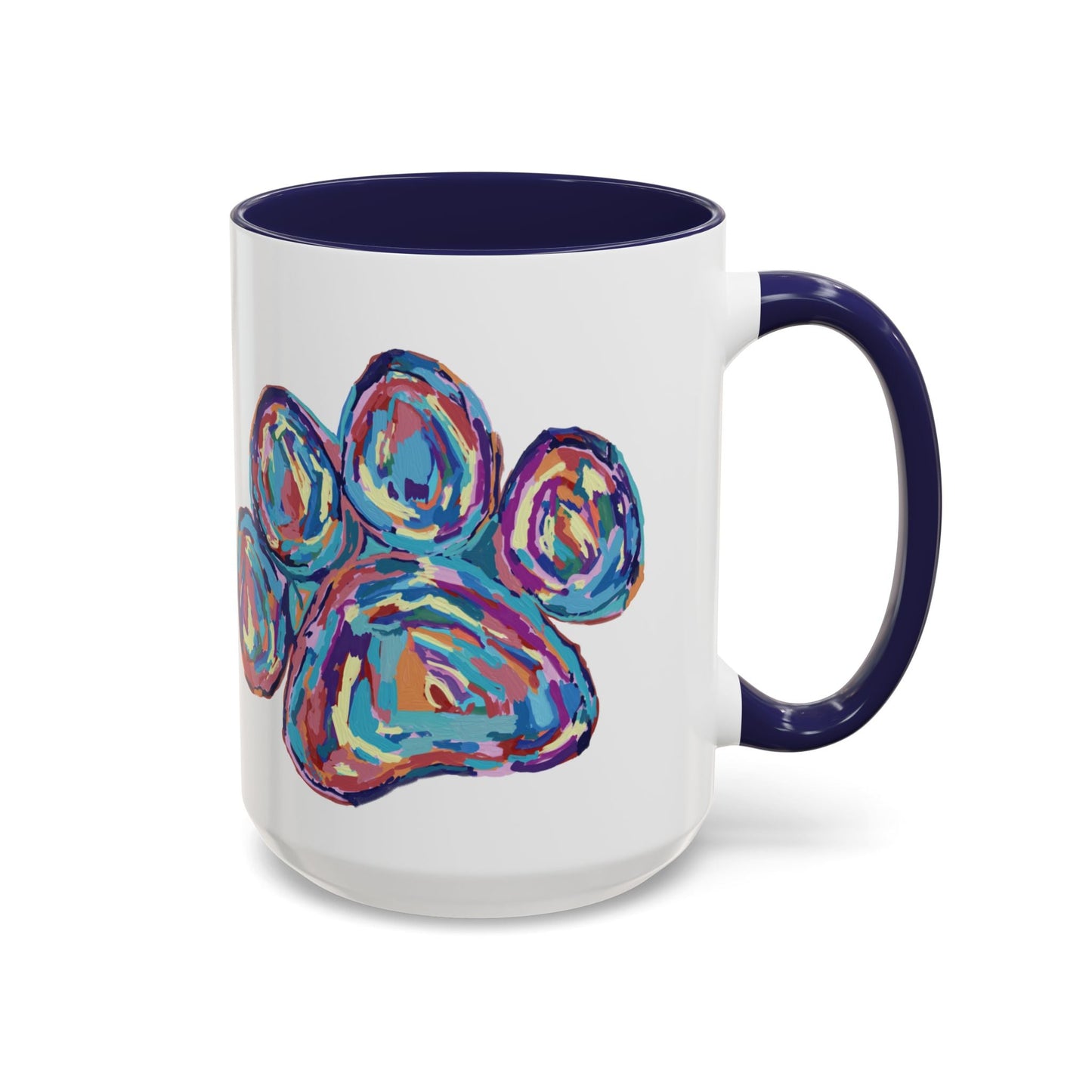 Paw Print Accent Coffee Mug (11oz & 15oz) - Blue Cava