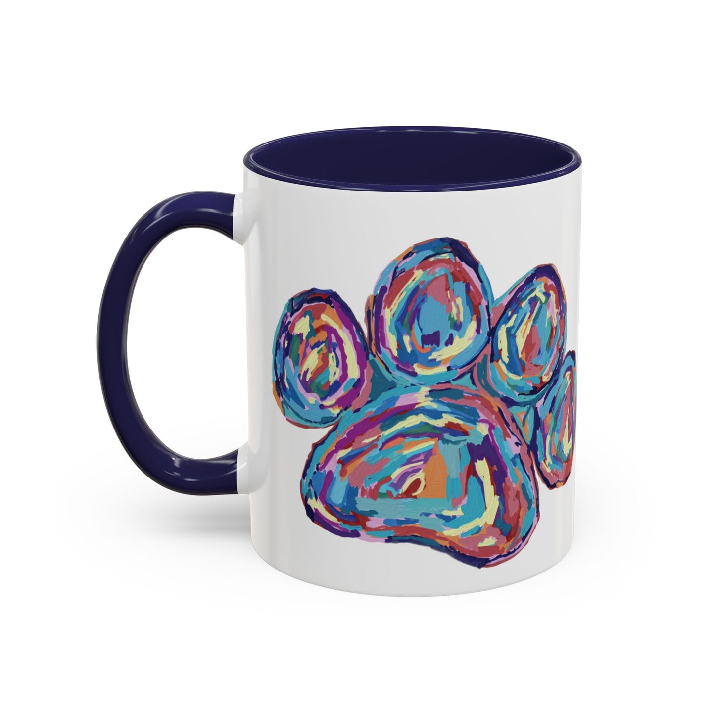 Paw Print Accent Coffee Mug (11oz & 15oz) - Blue Cava