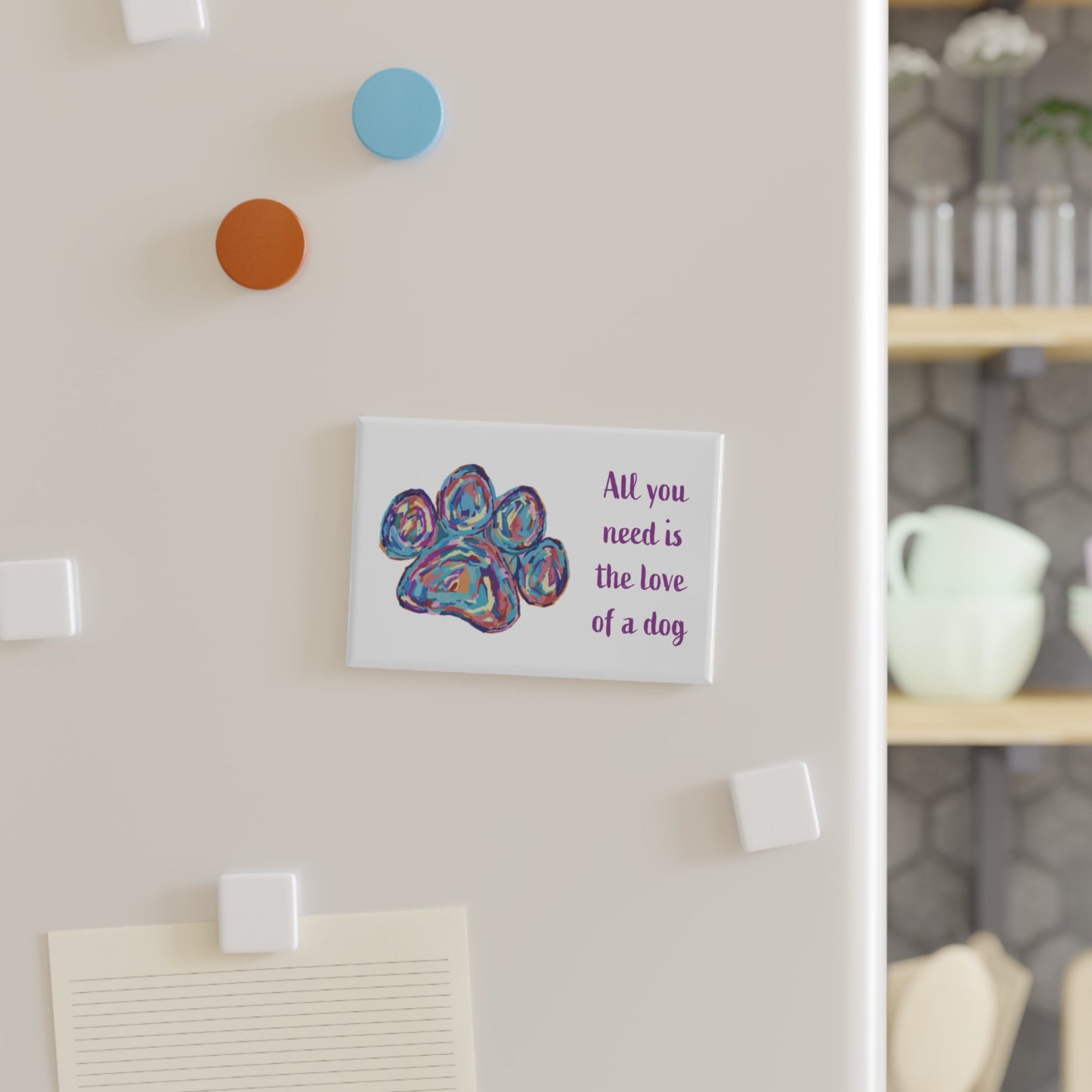 Paw Print Button Magnet, Rectangle (1 & 10 pcs) - Blue Cava