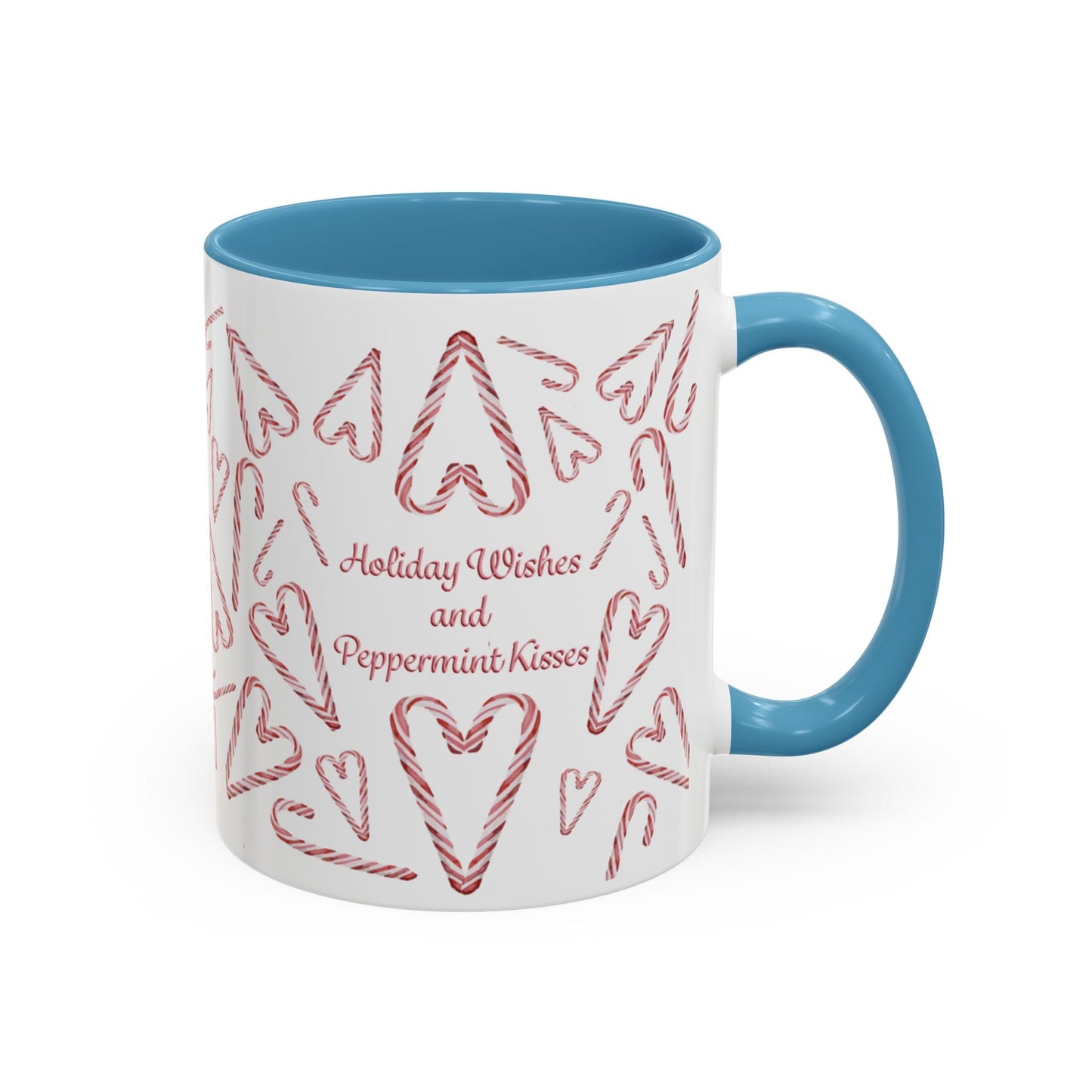 Peppermint Kisses Accent Coffee Mug (11oz & 15oz) - Blue Cava