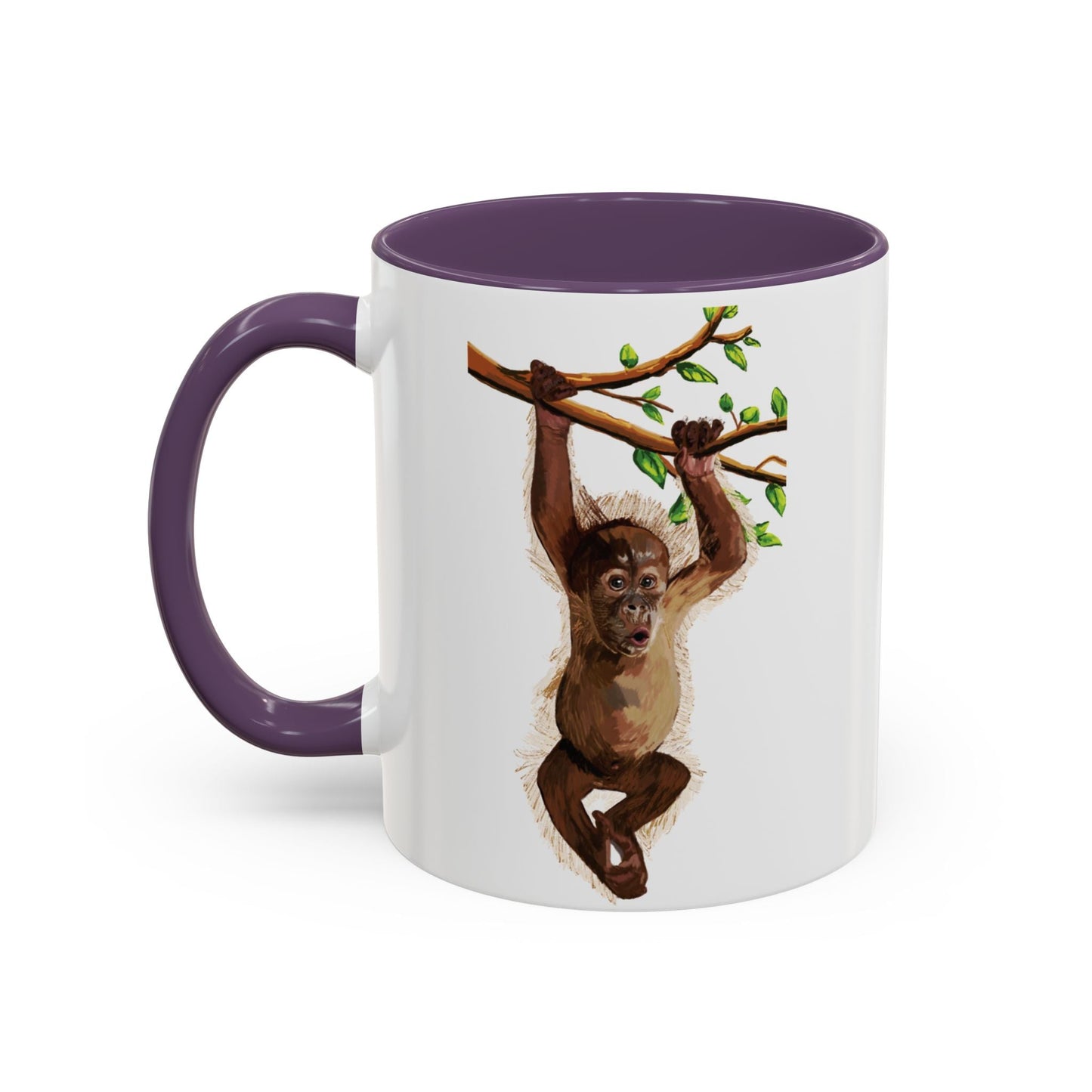 Playful Hanging Monkey Two Tone Coffee Mug | 11oz & 15oz - Blue Cava