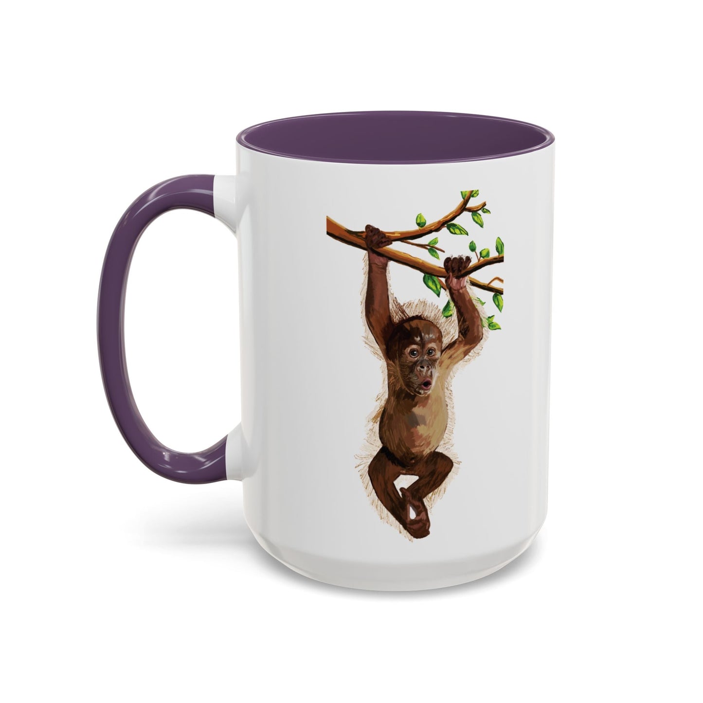 Playful Hanging Monkey Two Tone Coffee Mug | 11oz & 15oz - Blue Cava