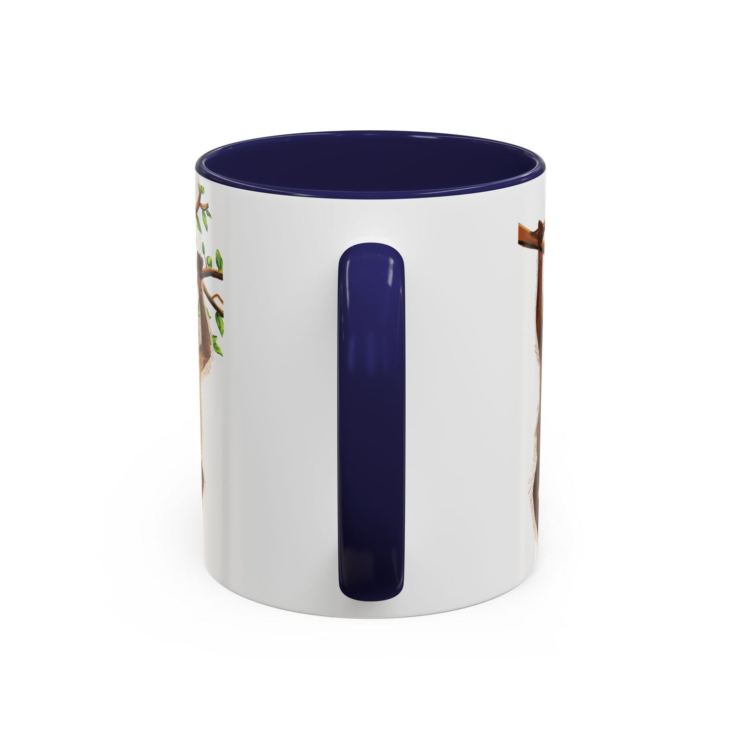 Playful Hanging Monkey Two Tone Coffee Mug | 11oz & 15oz - Blue Cava