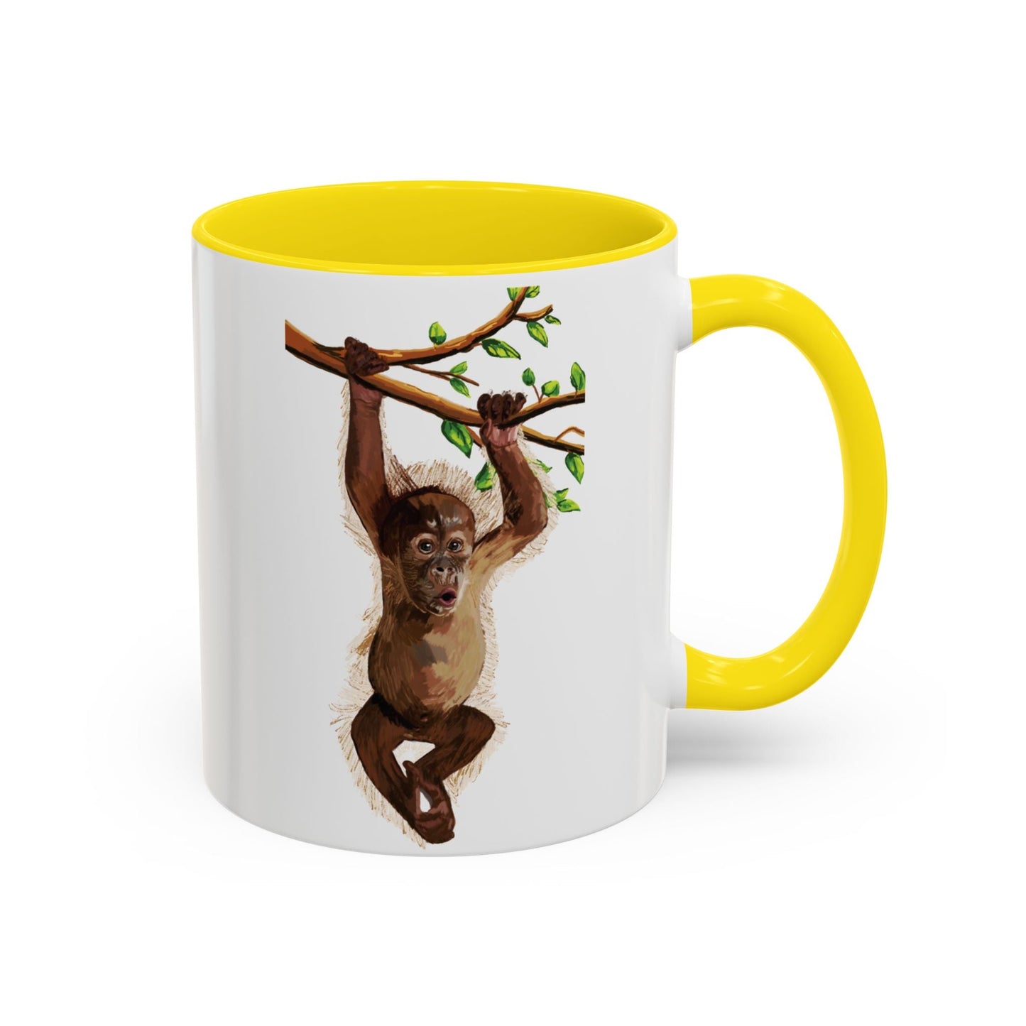 Playful Hanging Monkey Two Tone Coffee Mug | 11oz & 15oz - Blue Cava