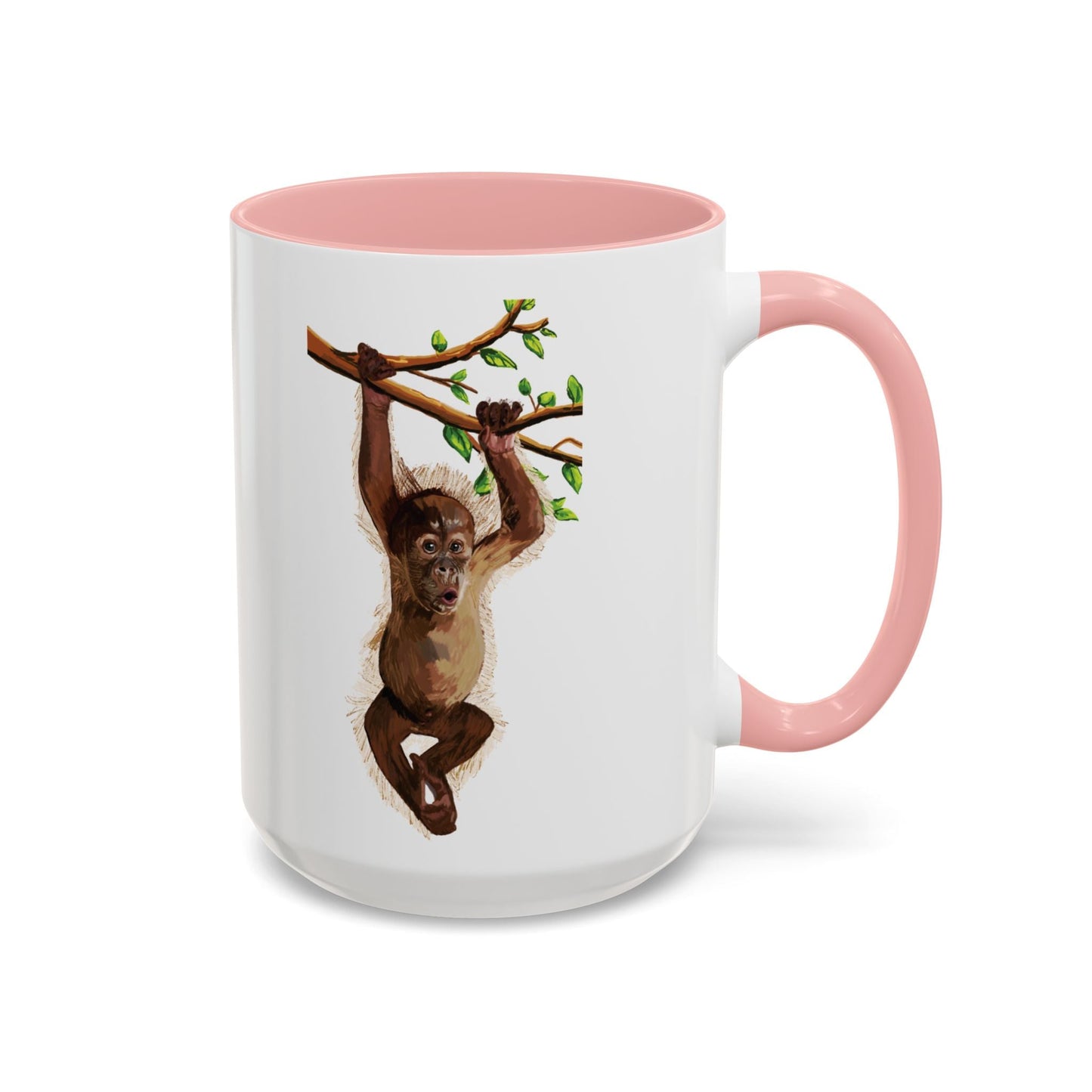 Playful Hanging Monkey Two Tone Coffee Mug | 11oz & 15oz - Blue Cava
