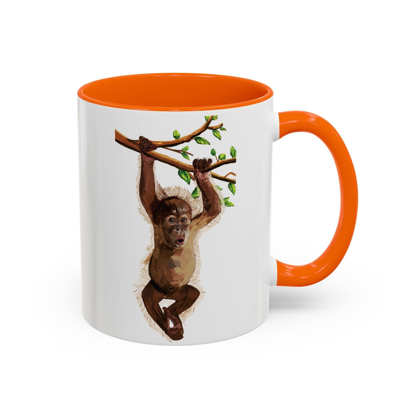 Playful Hanging Monkey Two Tone Coffee Mug | 11oz & 15oz - Blue Cava