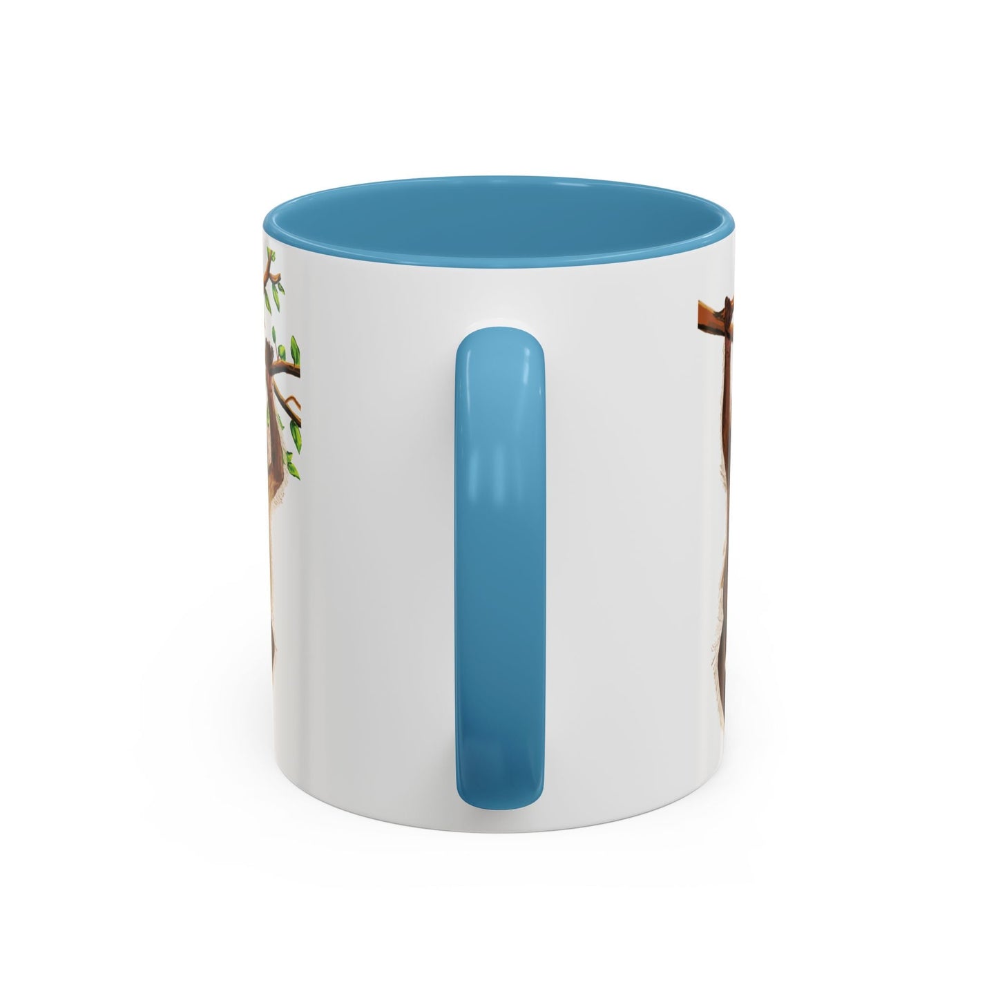 Playful Hanging Monkey Two Tone Coffee Mug | 11oz & 15oz - Blue Cava