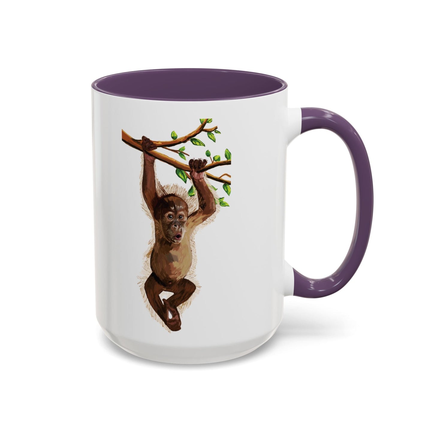Playful Hanging Monkey Two Tone Coffee Mug | 11oz & 15oz - Blue Cava