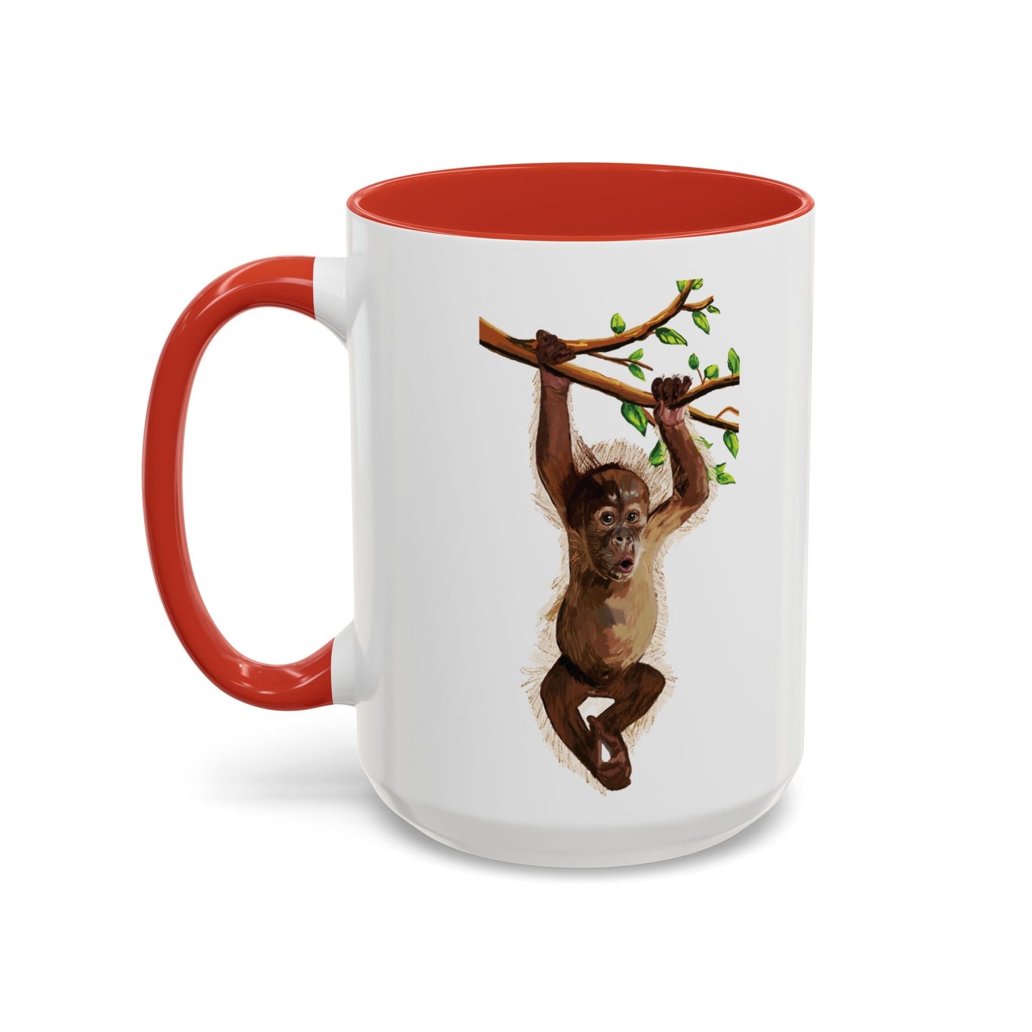 Playful Hanging Monkey Two Tone Coffee Mug | 11oz & 15oz - Blue Cava