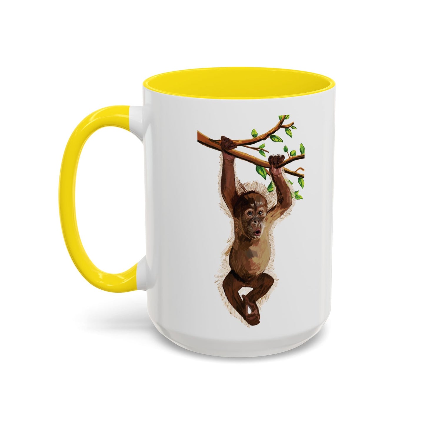 Playful Hanging Monkey Two Tone Coffee Mug | 11oz & 15oz - Blue Cava