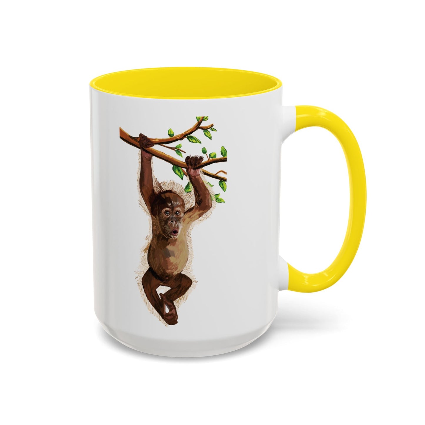 Playful Hanging Monkey Two Tone Coffee Mug | 11oz & 15oz - Blue Cava