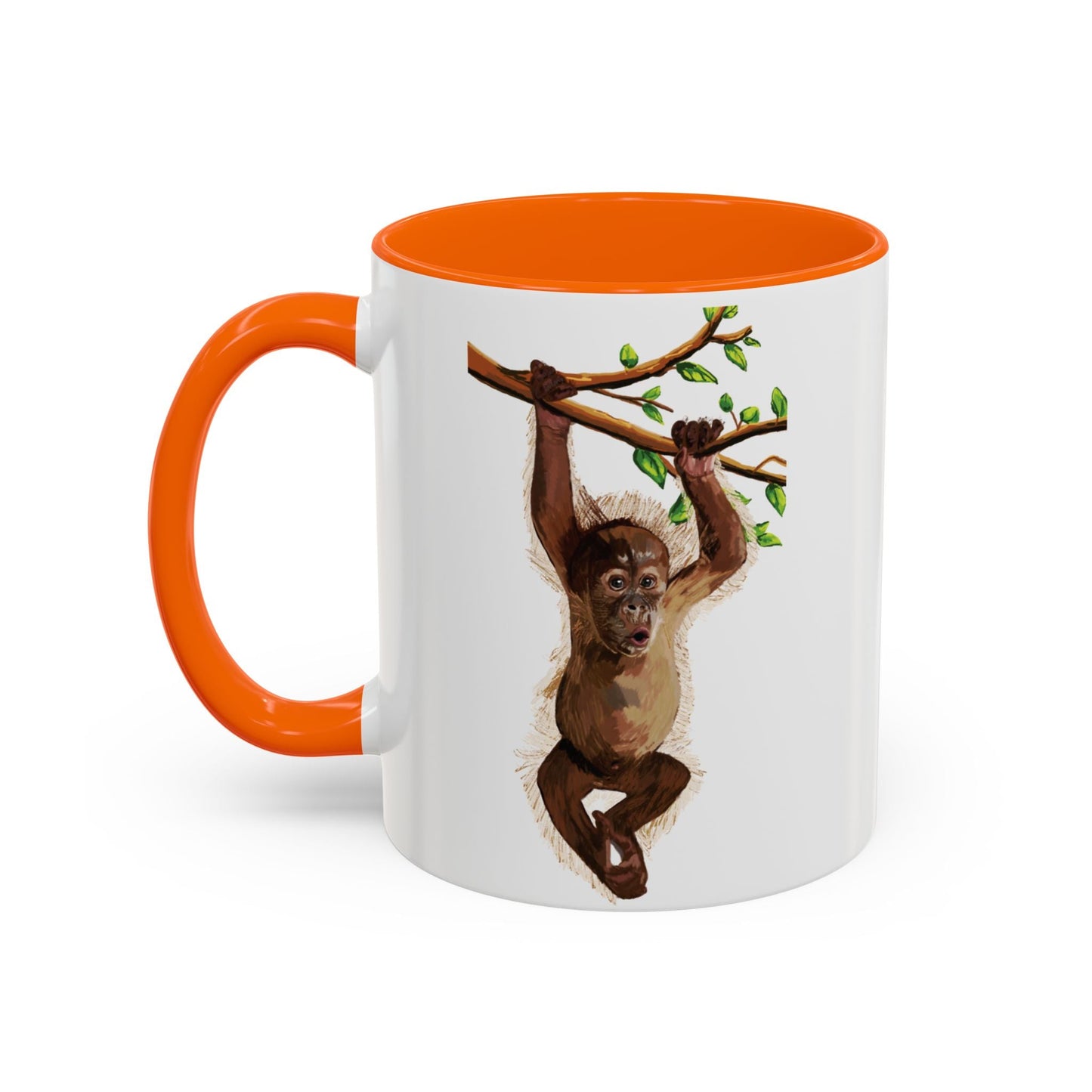 Playful Hanging Monkey Two Tone Coffee Mug | 11oz & 15oz - Blue Cava