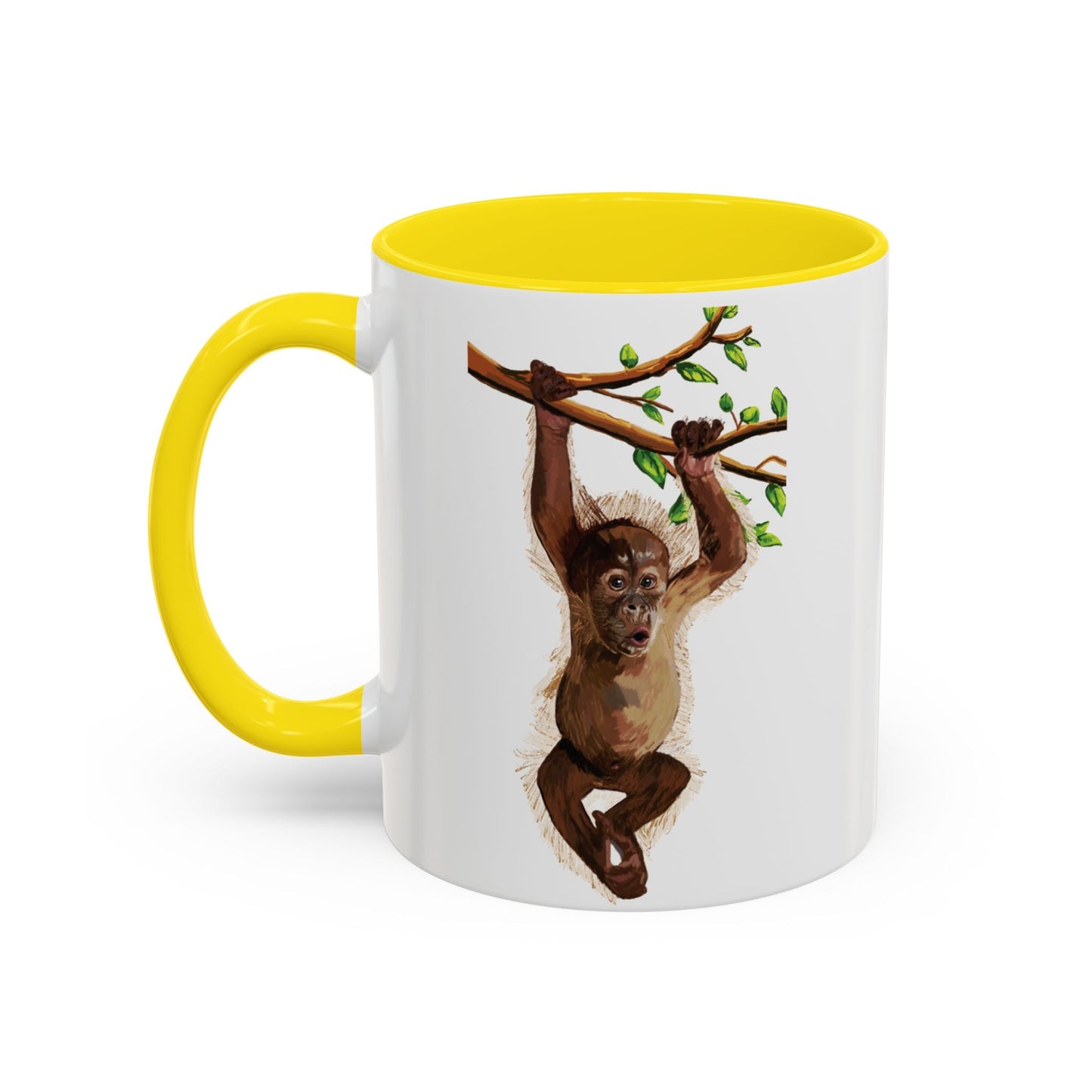 Playful Hanging Monkey Two Tone Coffee Mug | 11oz & 15oz - Blue Cava