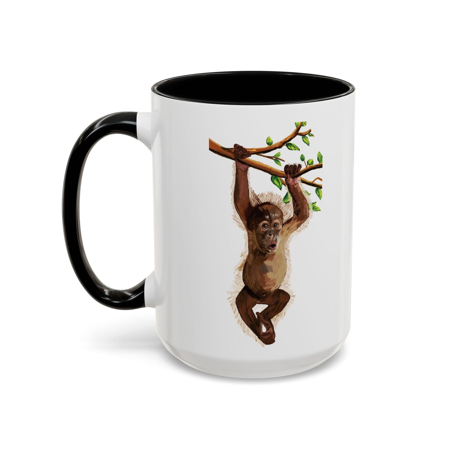 Playful Hanging Monkey Two Tone Coffee Mug | 11oz & 15oz - Blue Cava