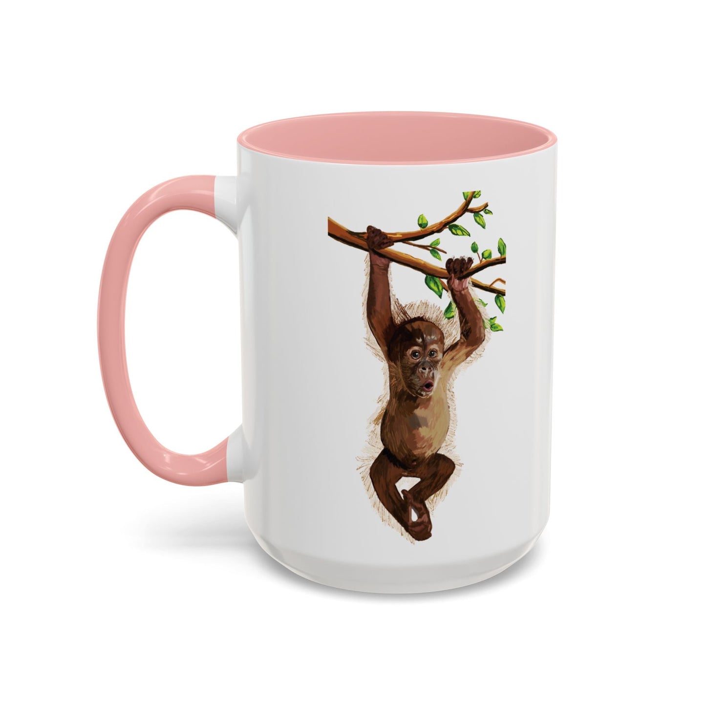 Playful Hanging Monkey Two Tone Coffee Mug | 11oz & 15oz - Blue Cava