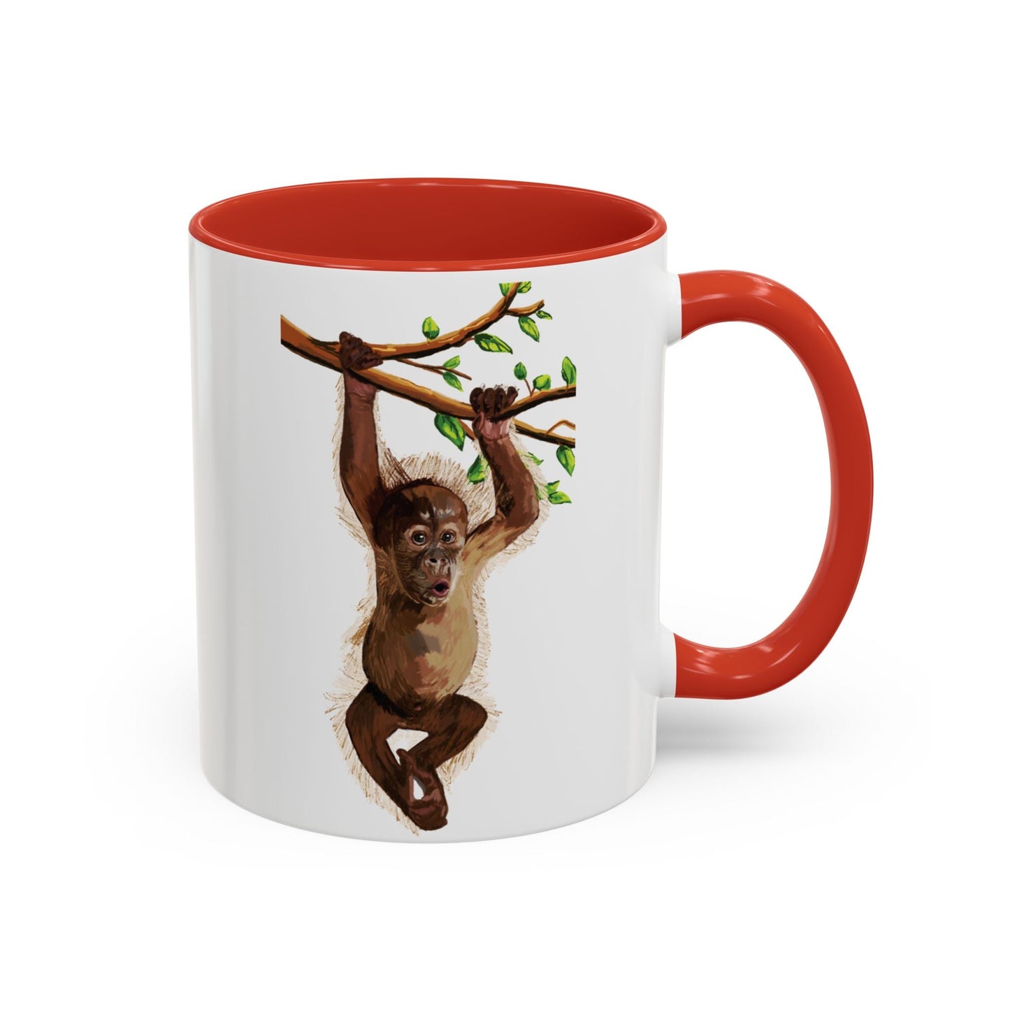 Playful Hanging Monkey Two Tone Coffee Mug | 11oz & 15oz - Blue Cava