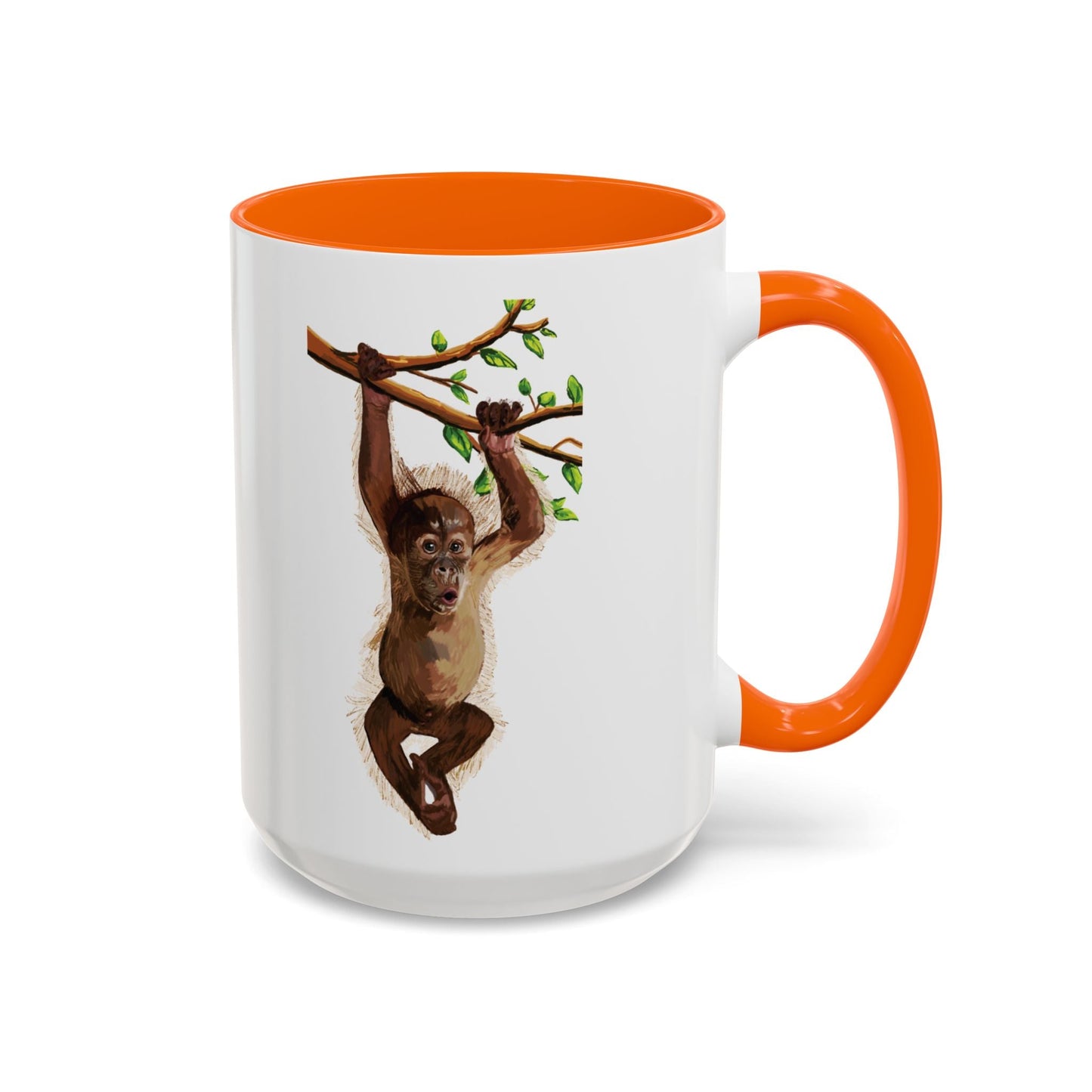 Playful Hanging Monkey Two Tone Coffee Mug | 11oz & 15oz - Blue Cava