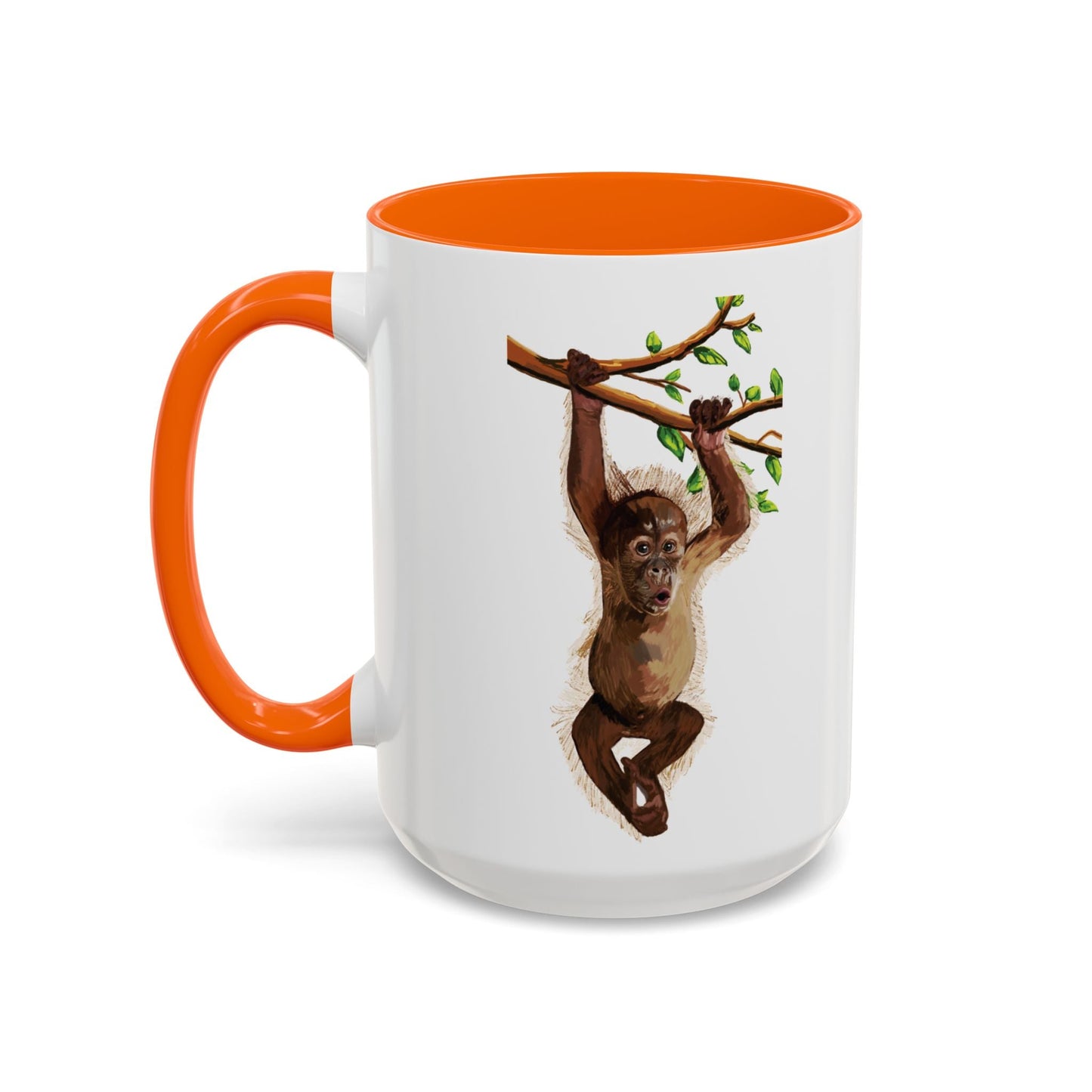 Playful Hanging Monkey Two Tone Coffee Mug | 11oz & 15oz - Blue Cava