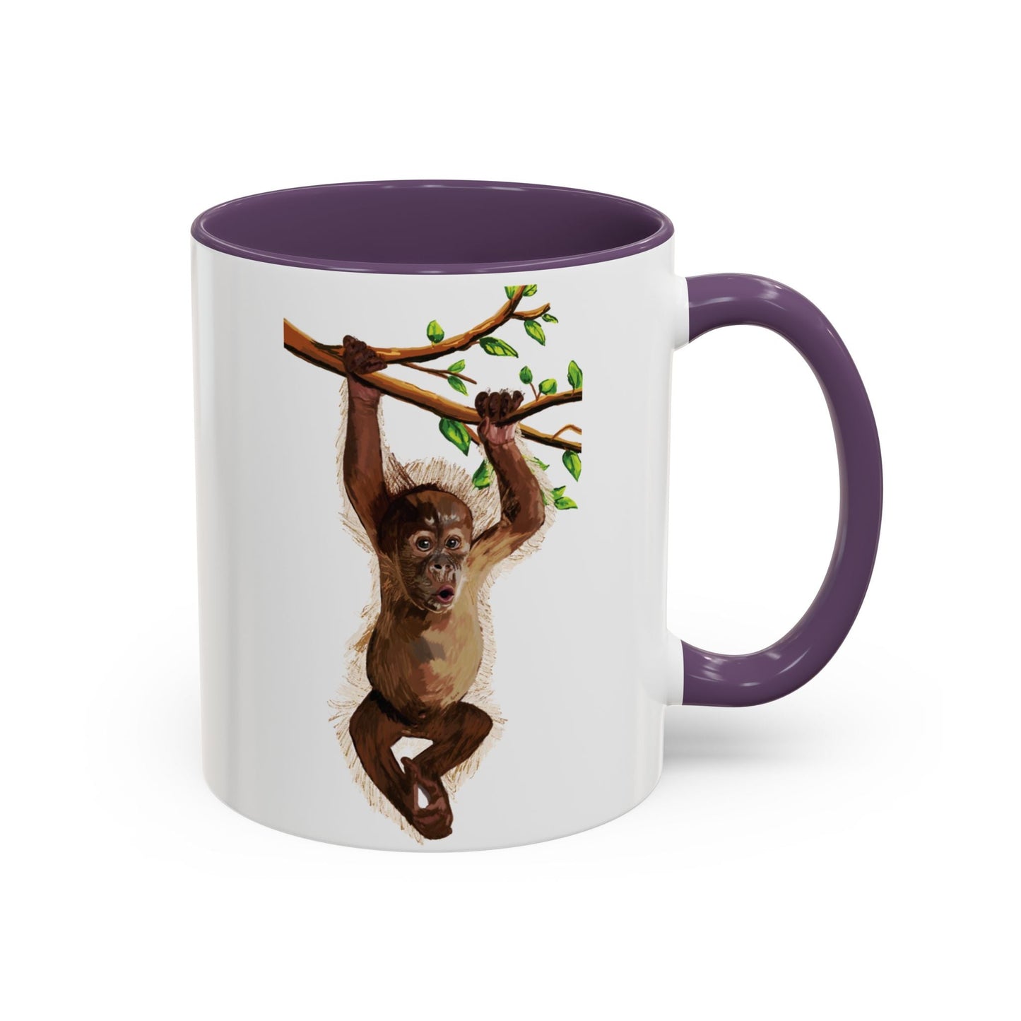 Playful Hanging Monkey Two Tone Coffee Mug | 11oz & 15oz - Blue Cava