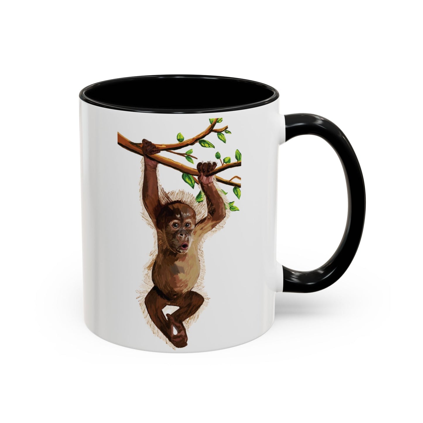 Playful Hanging Monkey Two Tone Coffee Mug | 11oz & 15oz - Blue Cava