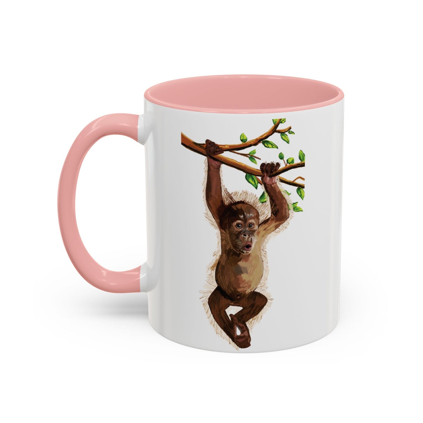 Playful Hanging Monkey Two Tone Coffee Mug | 11oz & 15oz - Blue Cava
