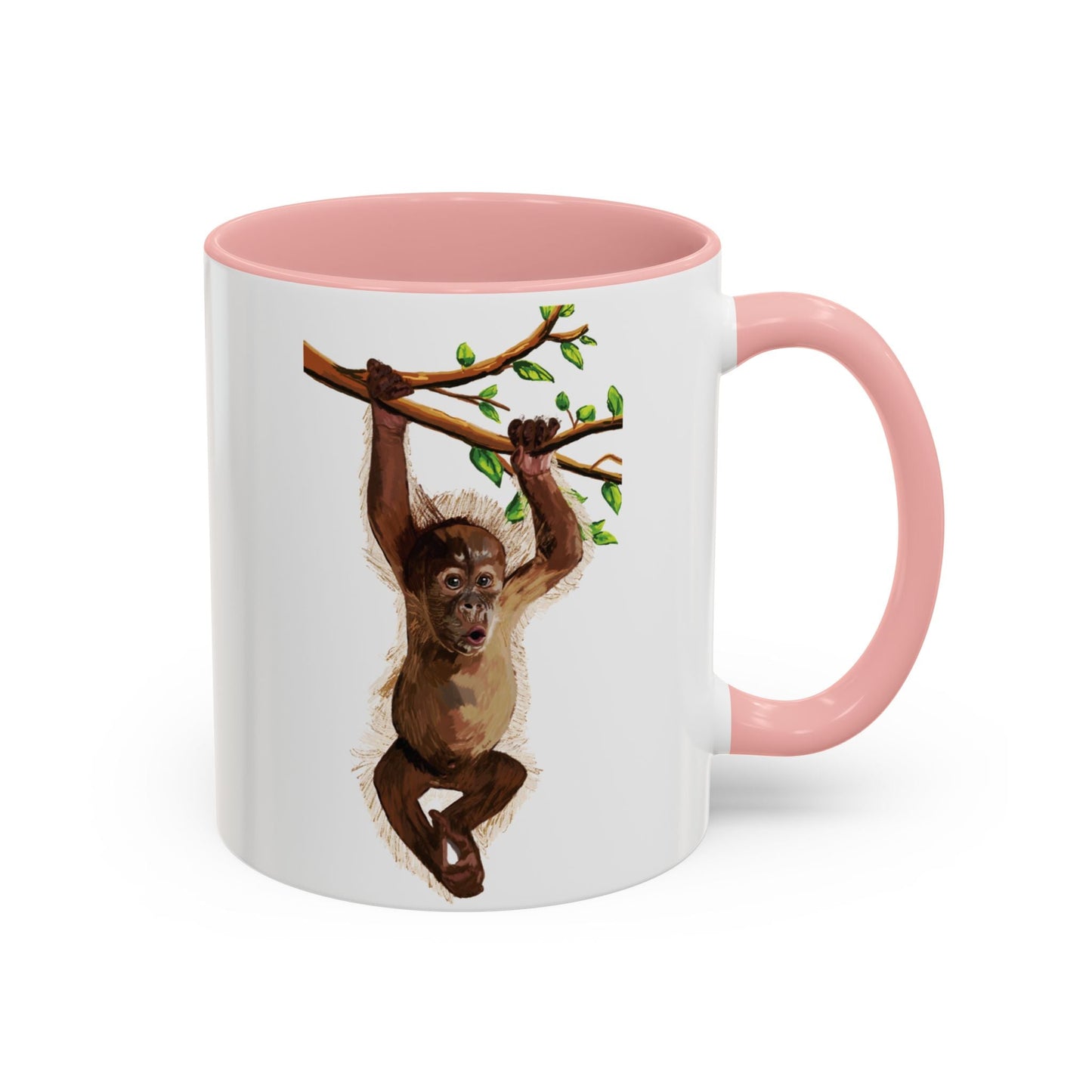 Playful Hanging Monkey Two Tone Coffee Mug | 11oz & 15oz - Blue Cava