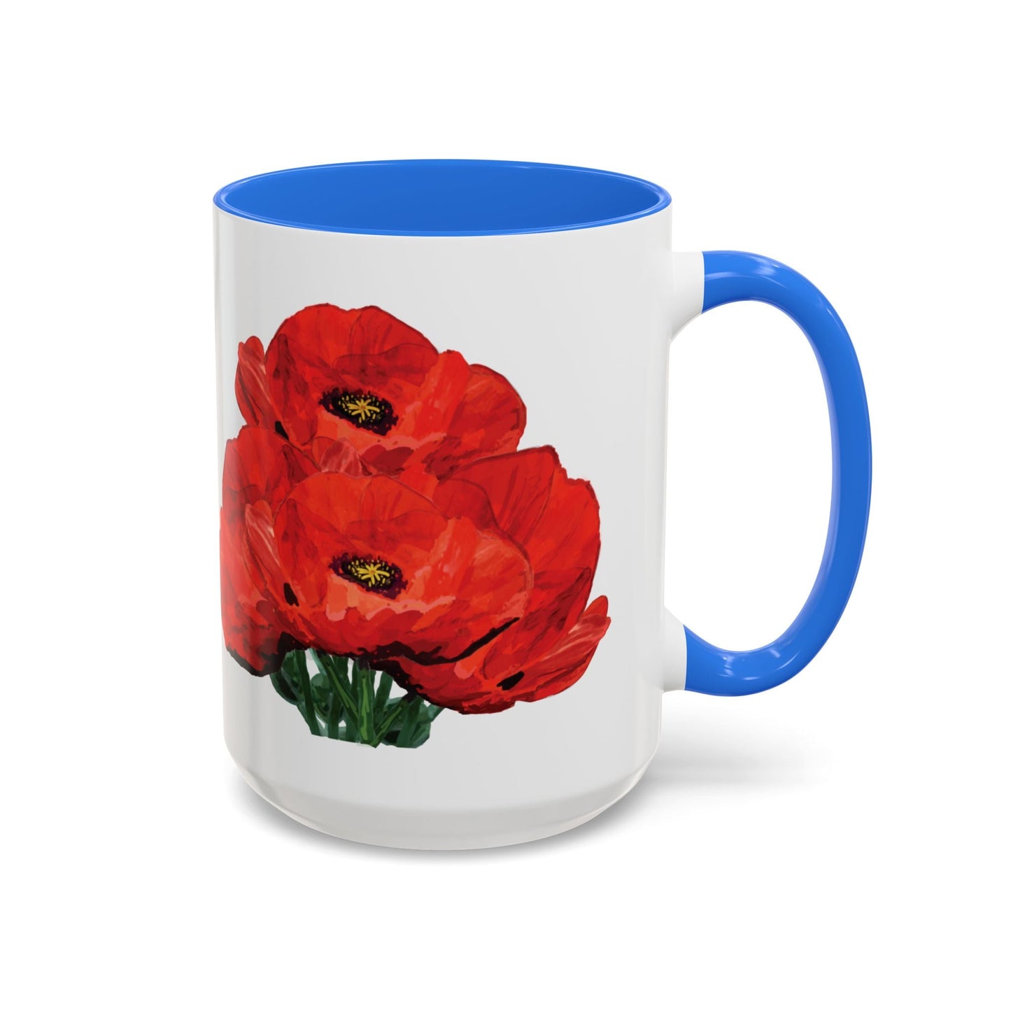 Poppies Two - Tone Coffee Mug, 11oz & 15 oz - Blue Cava