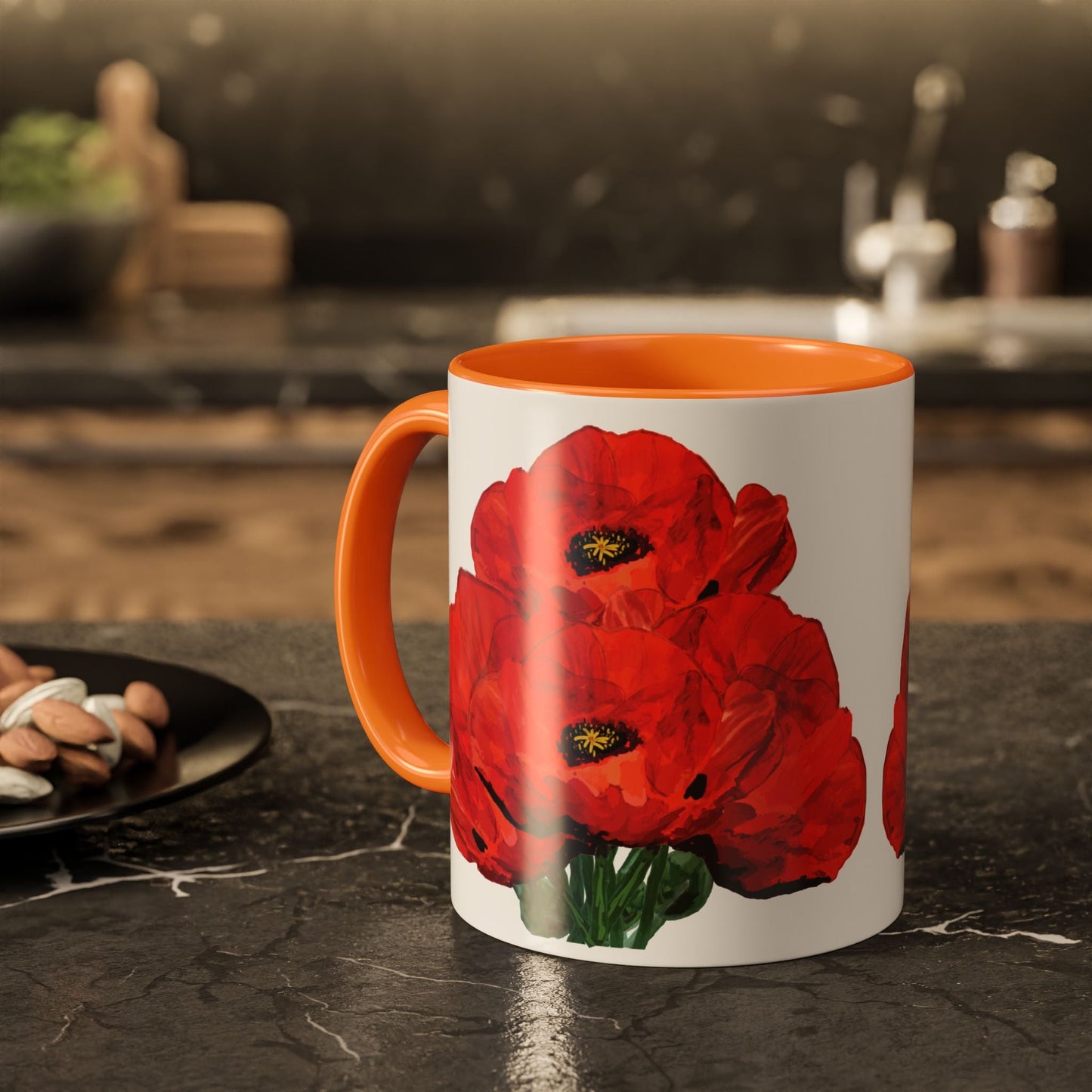 Poppies Two - Tone Coffee Mug, 11oz & 15 oz - Blue Cava