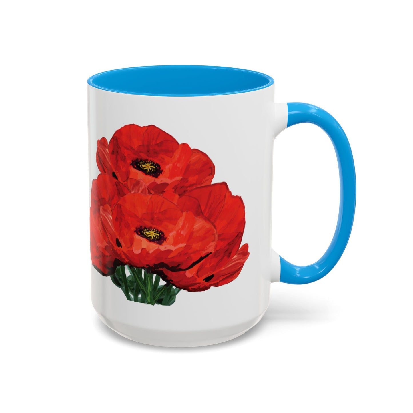 Poppies Two - Tone Coffee Mug, 11oz & 15 oz - Blue Cava
