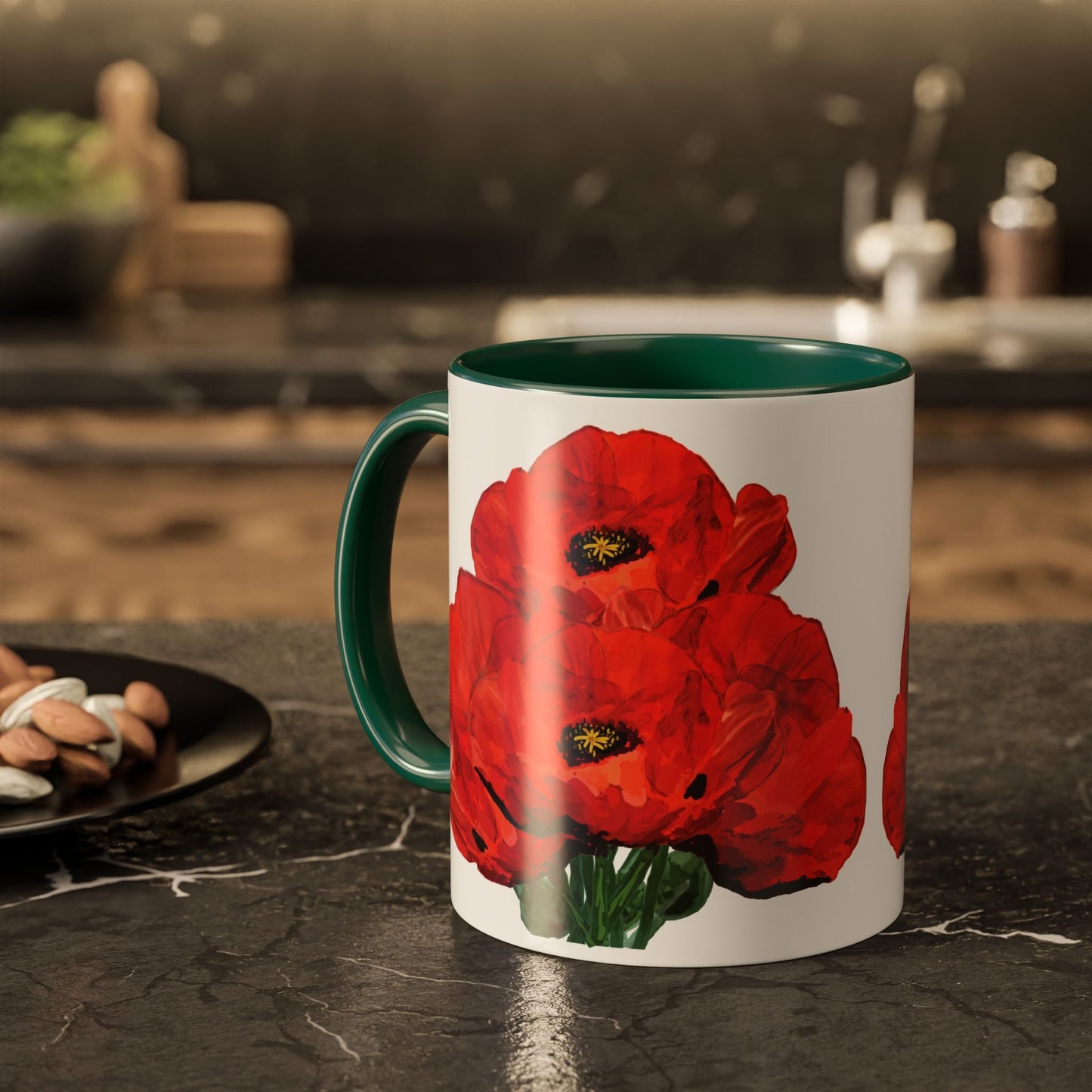 Poppies Two - Tone Coffee Mug, 11oz & 15 oz - Blue Cava