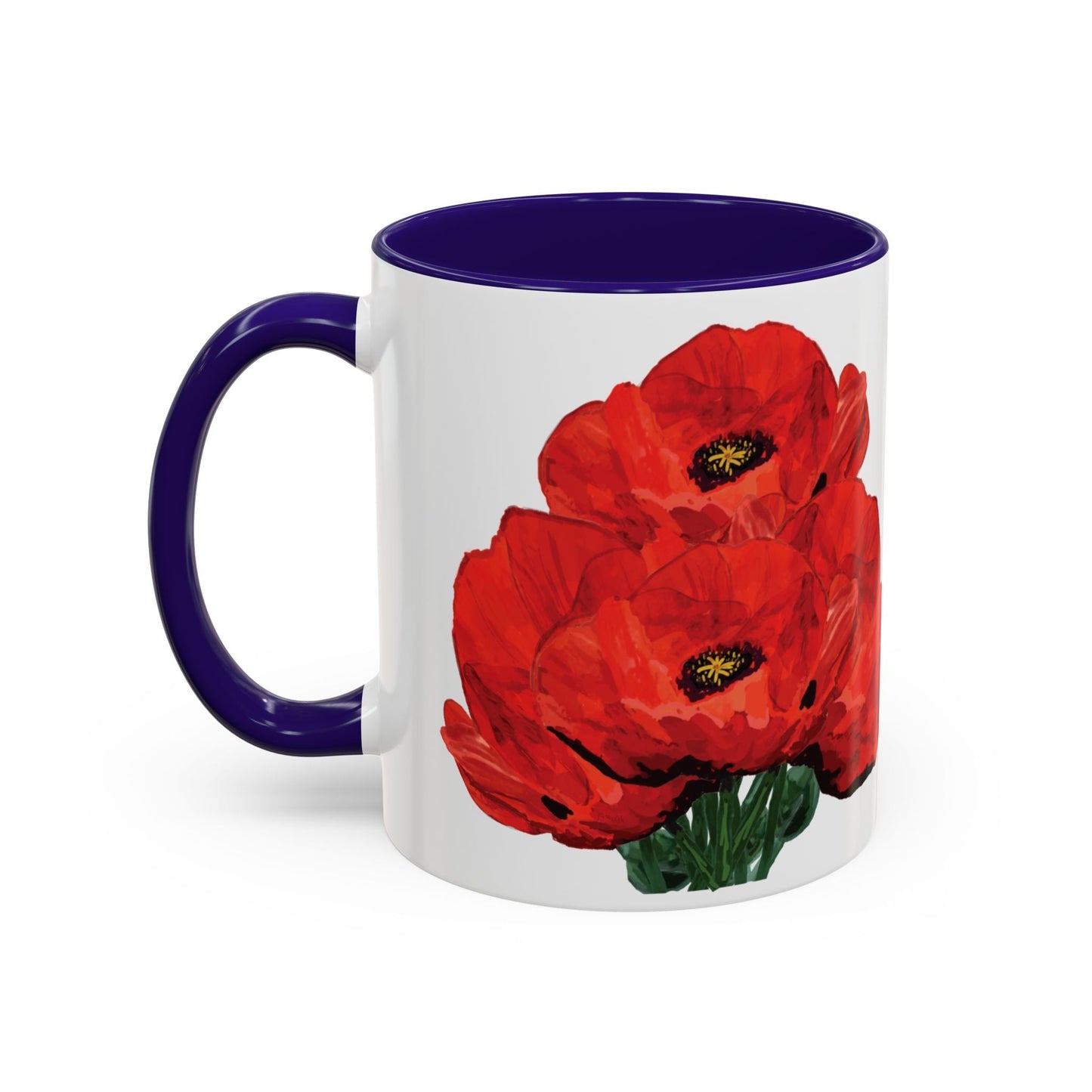 Poppies Two - Tone Coffee Mug, 11oz & 15 oz - Blue Cava
