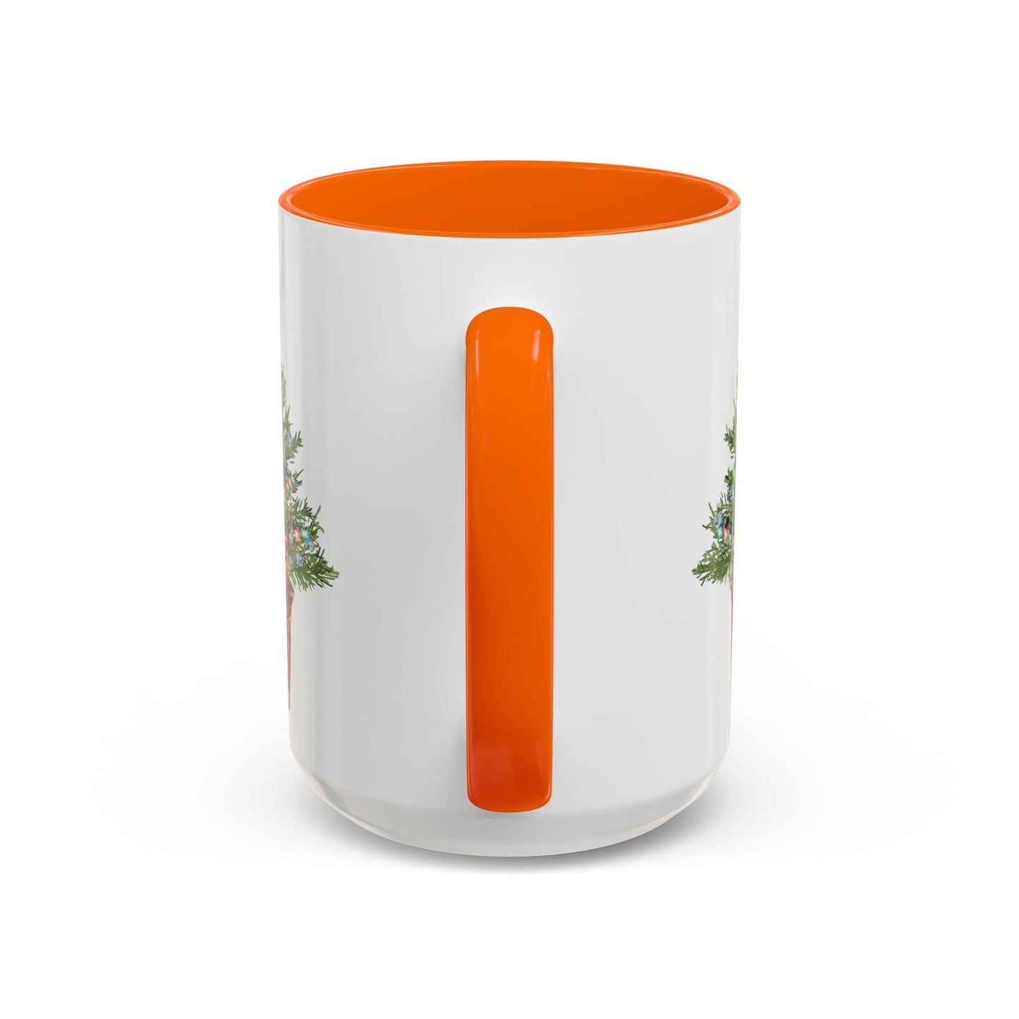 Potted Christmas Tree Two Tone Ceramic Mug, Holiday Coffee Cup, Festive Drinkware - Blue Cava