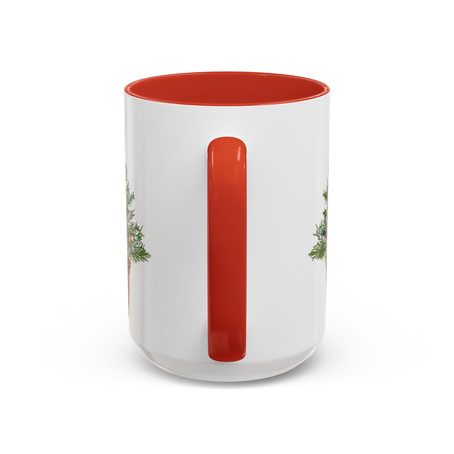 Potted Christmas Tree Two Tone Ceramic Mug, Holiday Coffee Cup, Festive Drinkware - Blue Cava