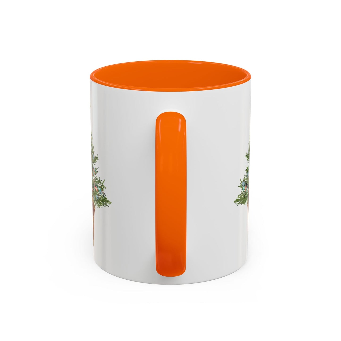Potted Christmas Tree Two Tone Ceramic Mug, Holiday Coffee Cup, Festive Drinkware - Blue Cava