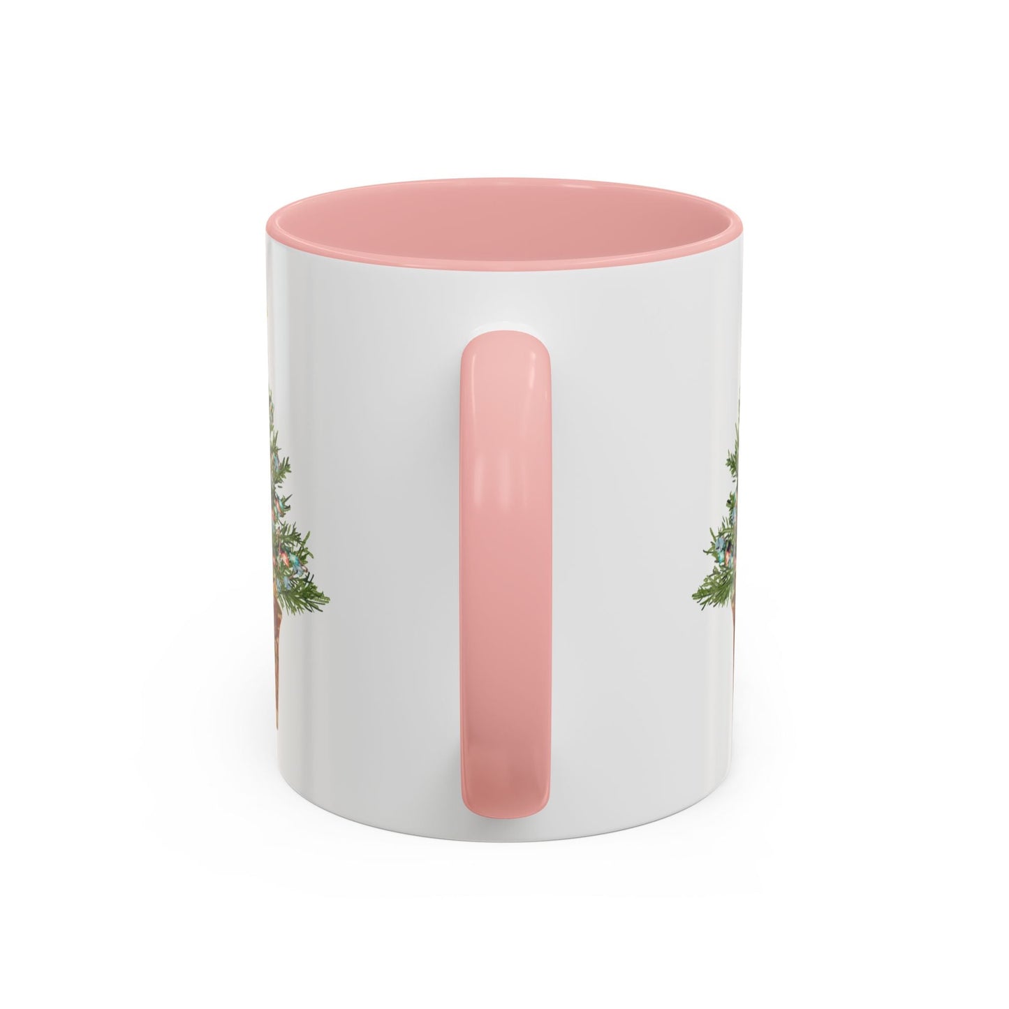 Potted Christmas Tree Two Tone Ceramic Mug, Holiday Coffee Cup, Festive Drinkware - Blue Cava