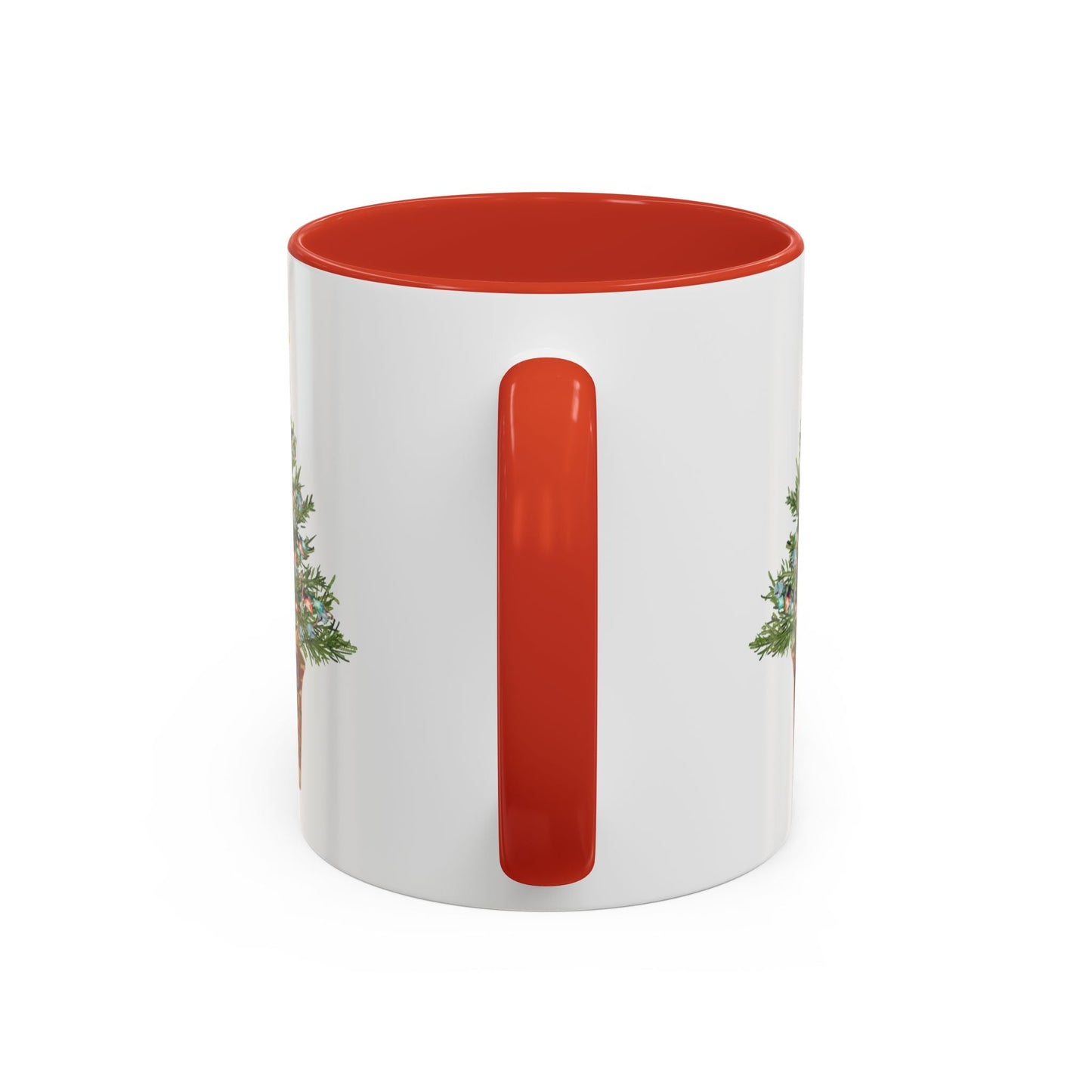 Potted Christmas Tree Two Tone Ceramic Mug, Holiday Coffee Cup, Festive Drinkware - Blue Cava