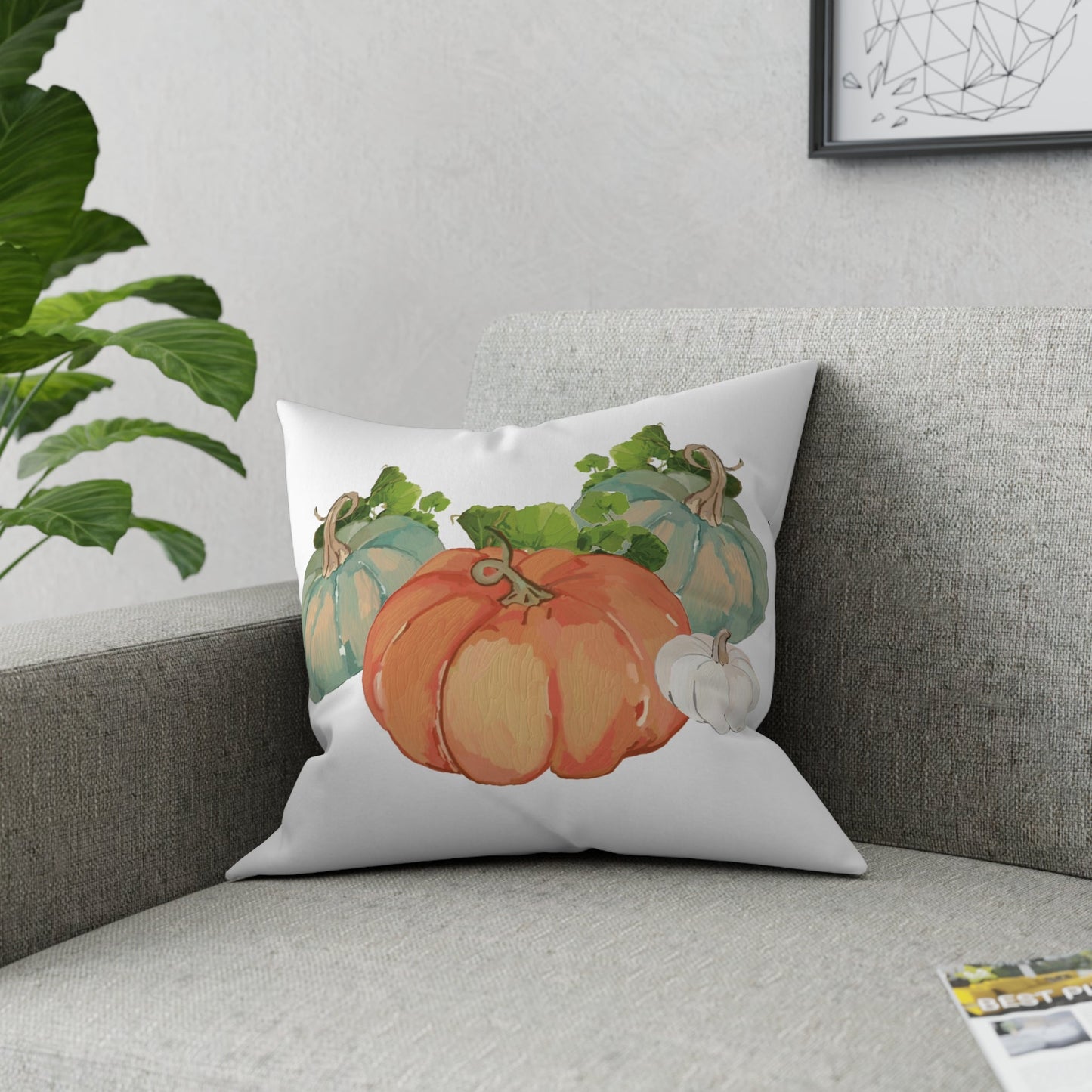 Pumpkin Harvest Broadcloth Pillow - Blue Cava