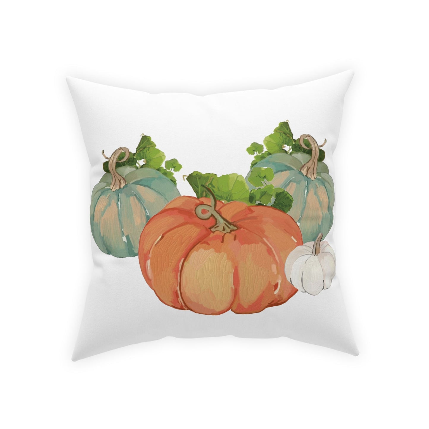 Pumpkin Harvest Broadcloth Pillow - Blue Cava