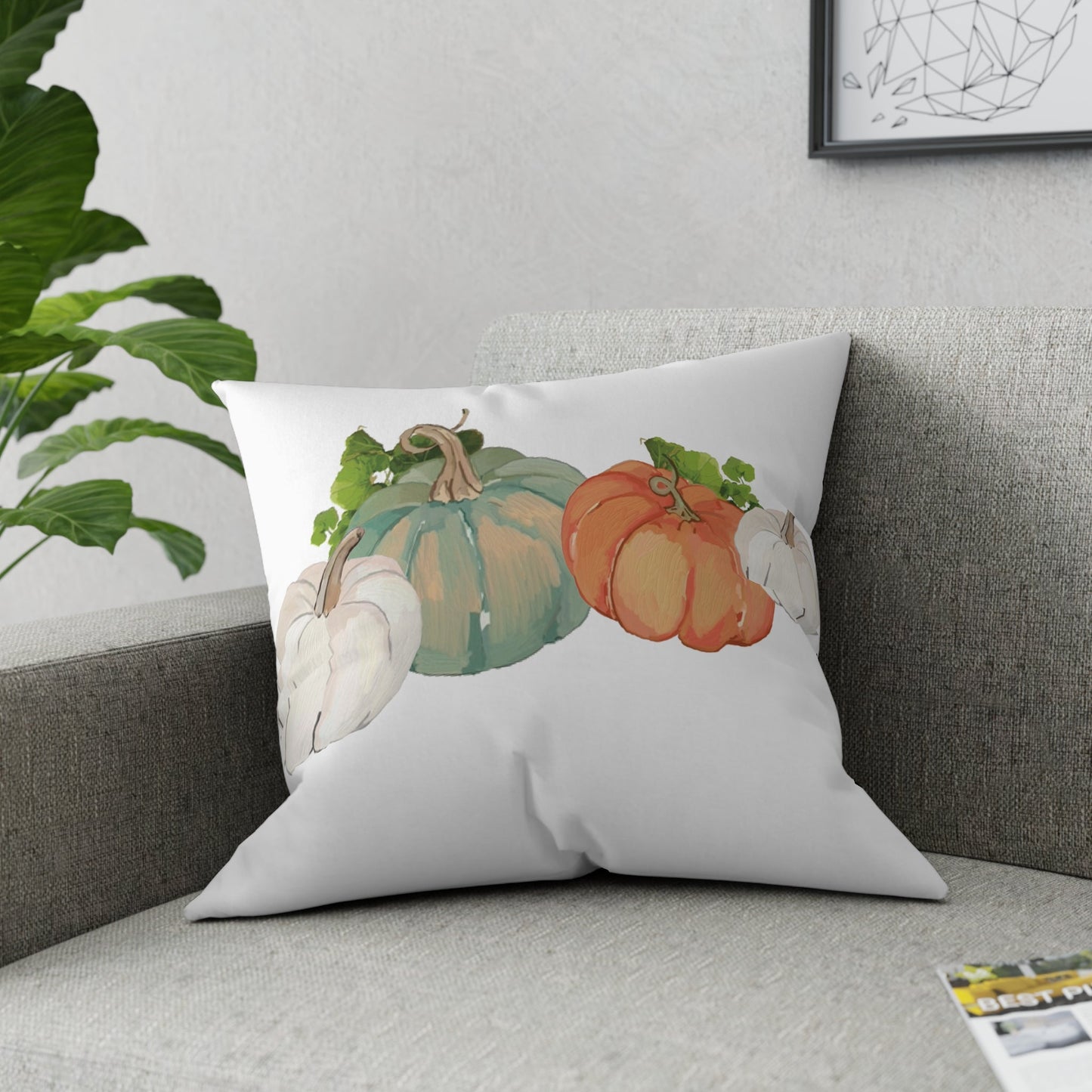 Pumpkin Harvest Broadcloth Pillow - Blue Cava