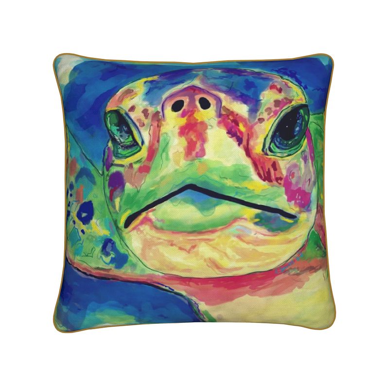 Rainbow Turtle Pillow - Blue Cava