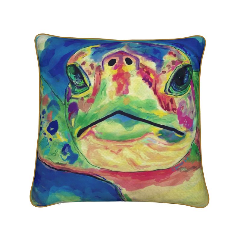 Rainbow Turtle Pillow - Blue Cava