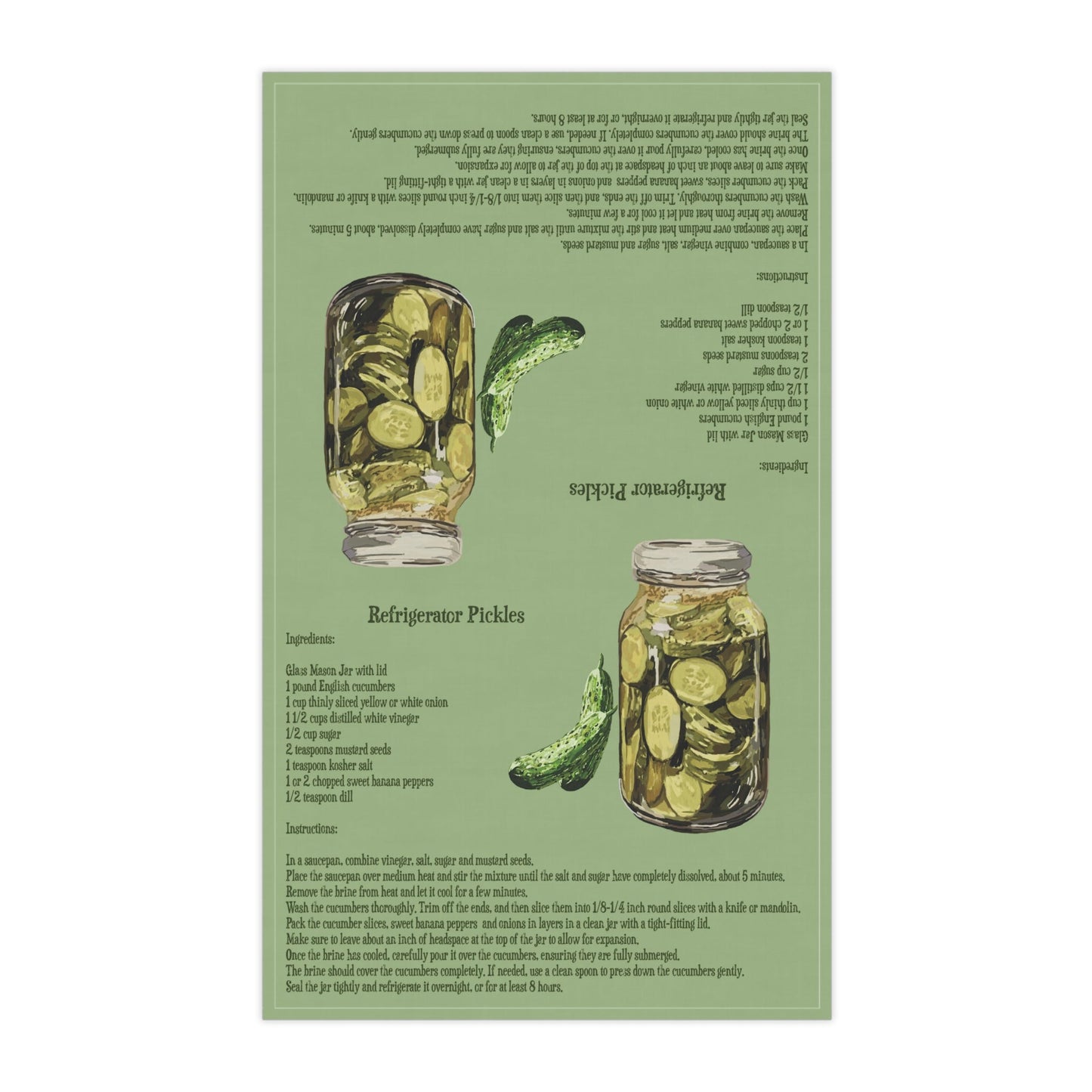 Refrigerator Pickle Recipe Tea Towels - Eco - Friendly - Blue Cava