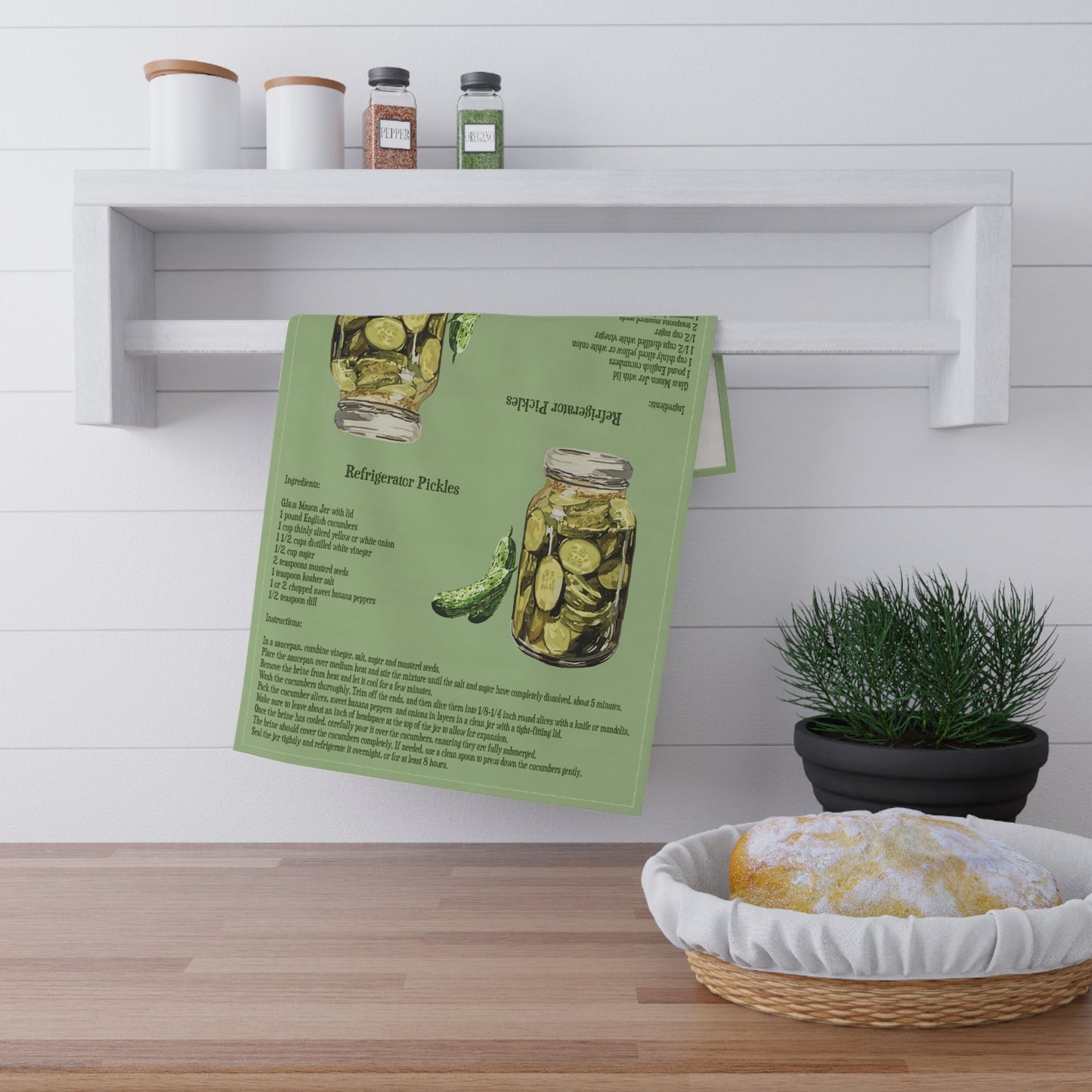 Refrigerator Pickle Recipe Tea Towels - Eco - Friendly - Blue Cava