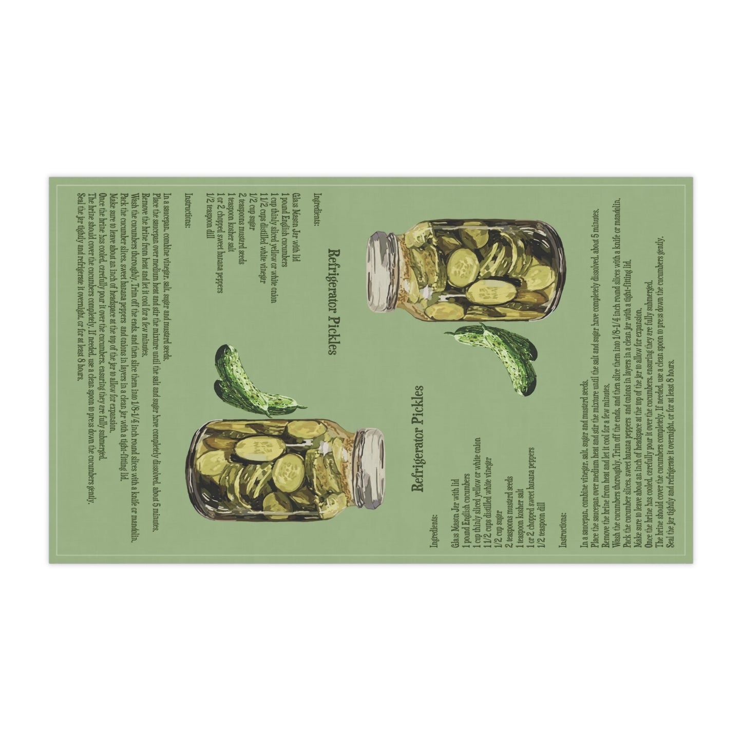 Refrigerator Pickle Recipe Tea Towels - Eco - Friendly - Blue Cava