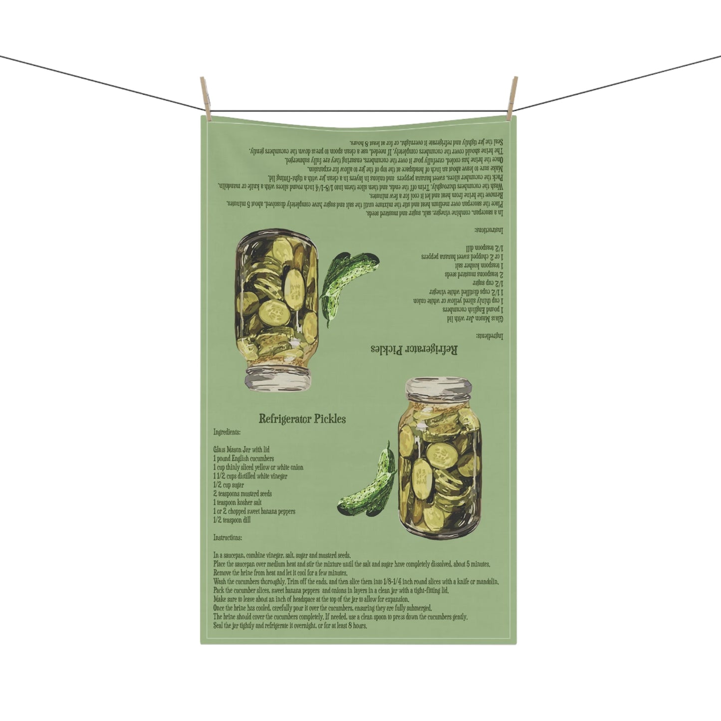 Refrigerator Pickle Recipe Tea Towels - Eco - Friendly - Blue Cava
