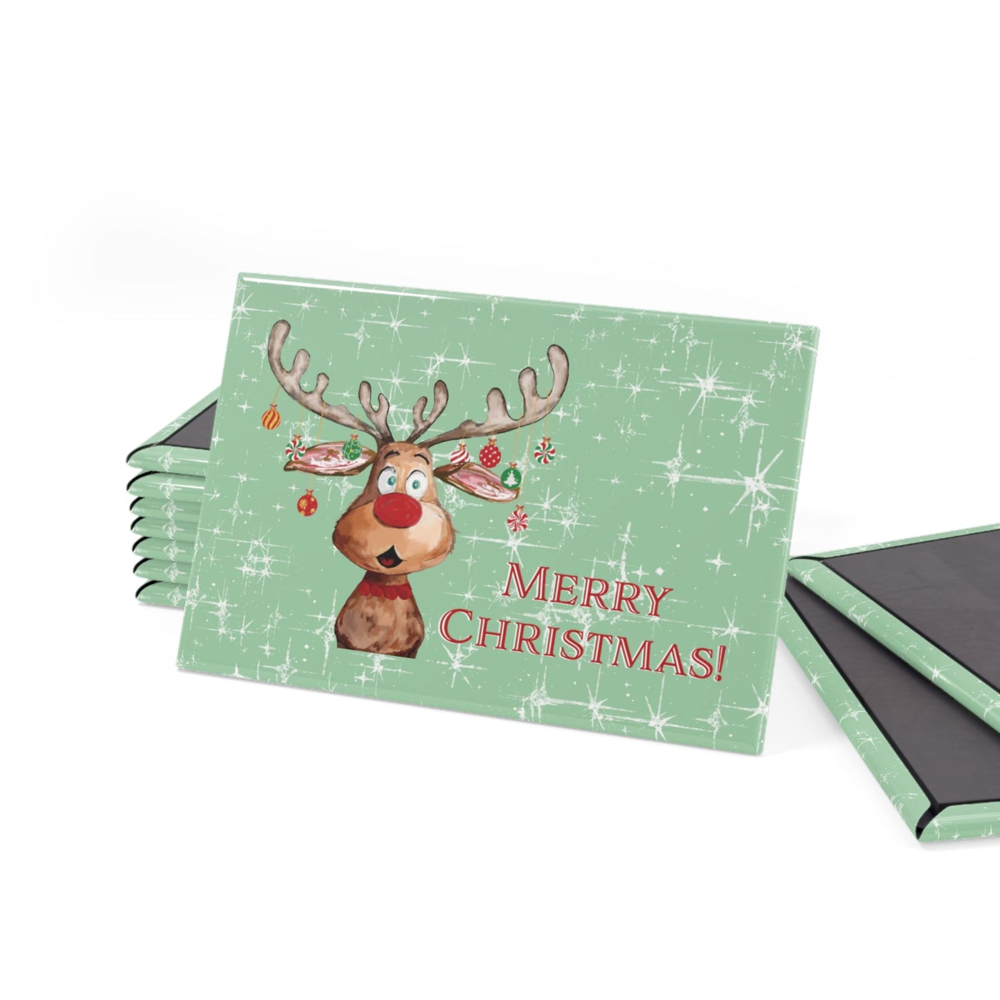 Reindeer “Pedro” Christmas Magnet Set - Holiday Decor - Blue Cava