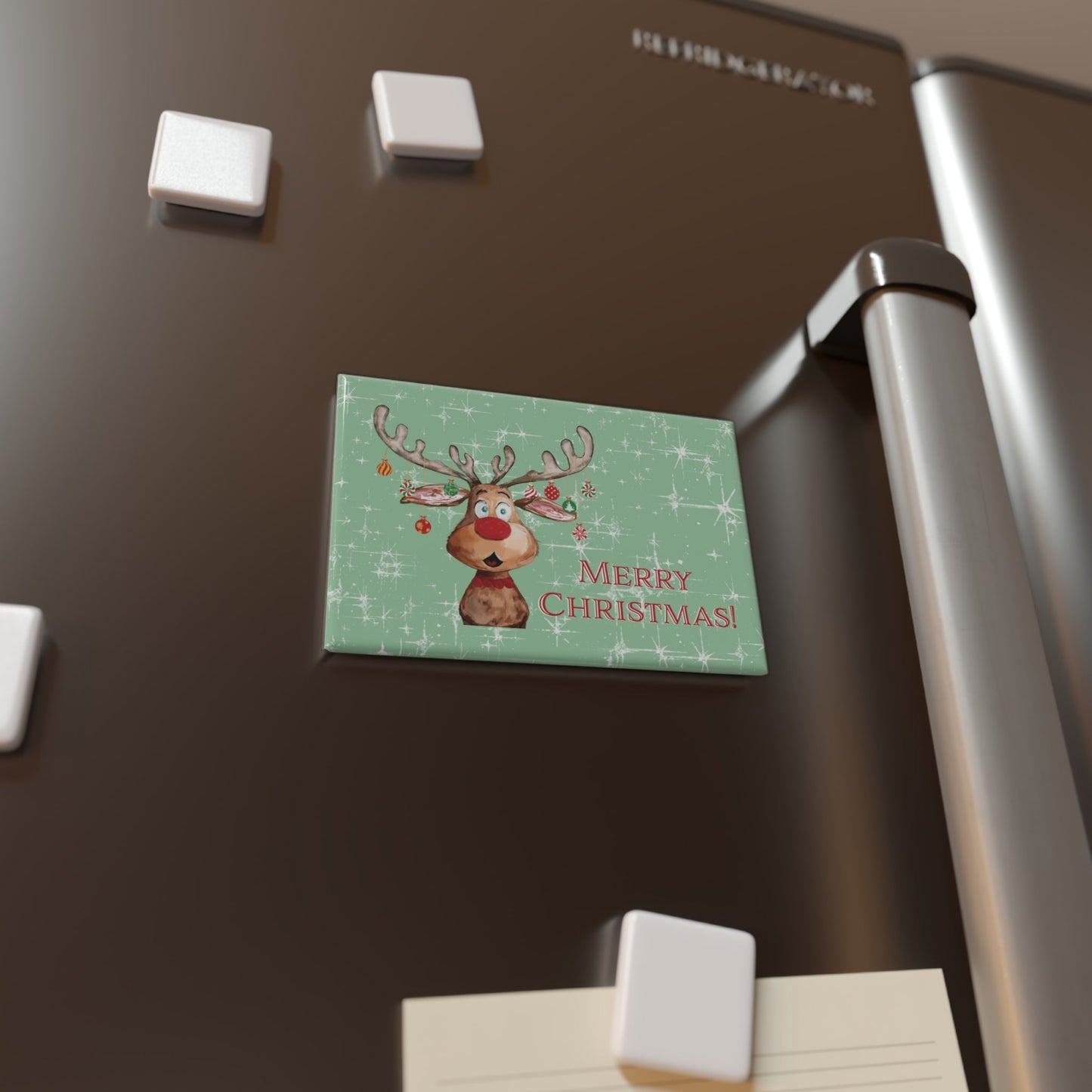 Reindeer “Pedro” Christmas Magnet Set - Holiday Decor - Blue Cava